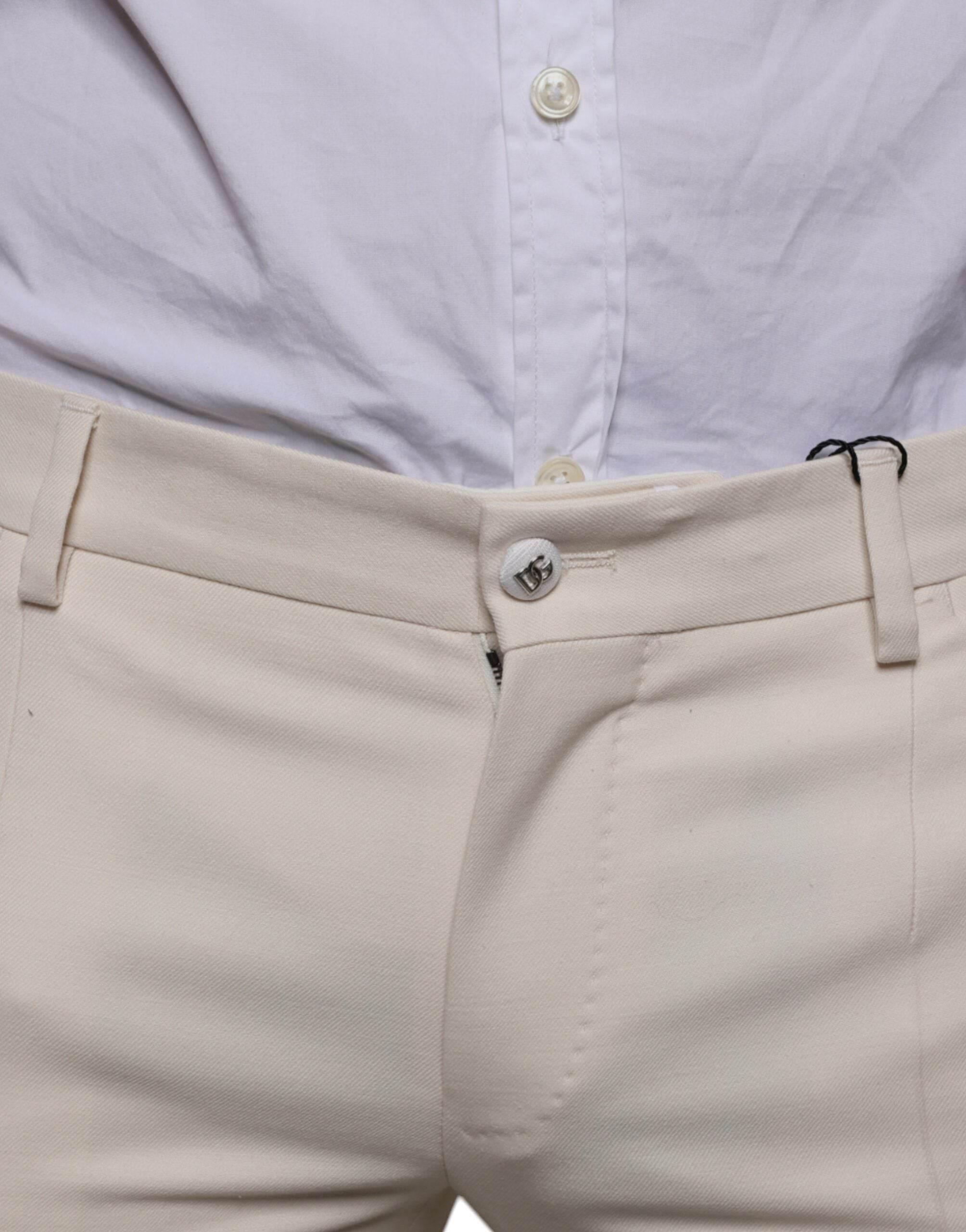 Dolce & Gabbana Off White Chino Wool Skinny Pants - Hilstor