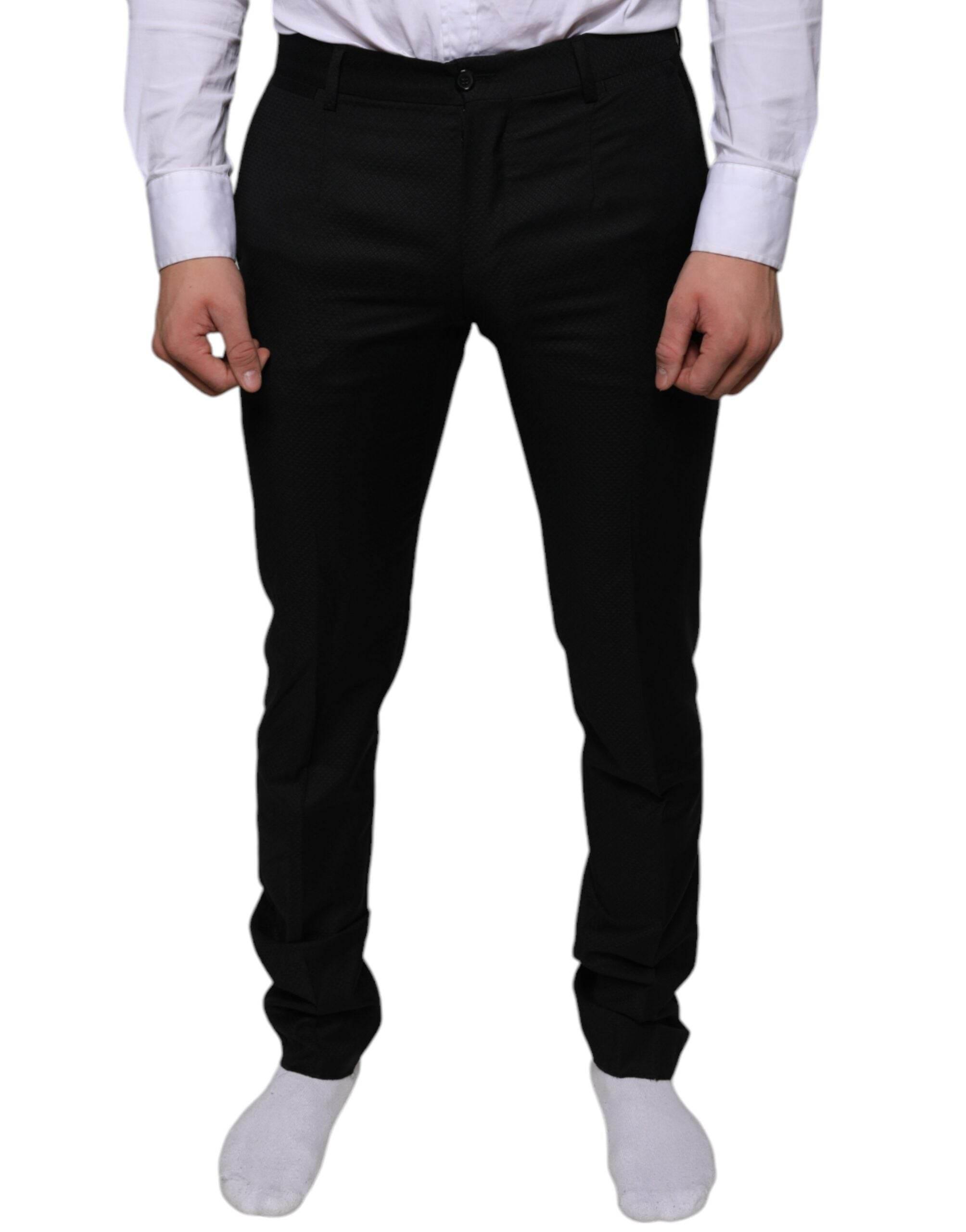 Dolce & Gabbana Black Wool Skinny Dress Formal Pants - Hilstor