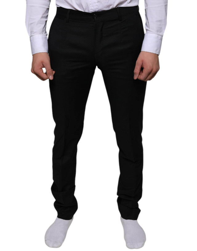 Dolce & Gabbana Black Wool Skinny Dress Formal Pants - Hilstor