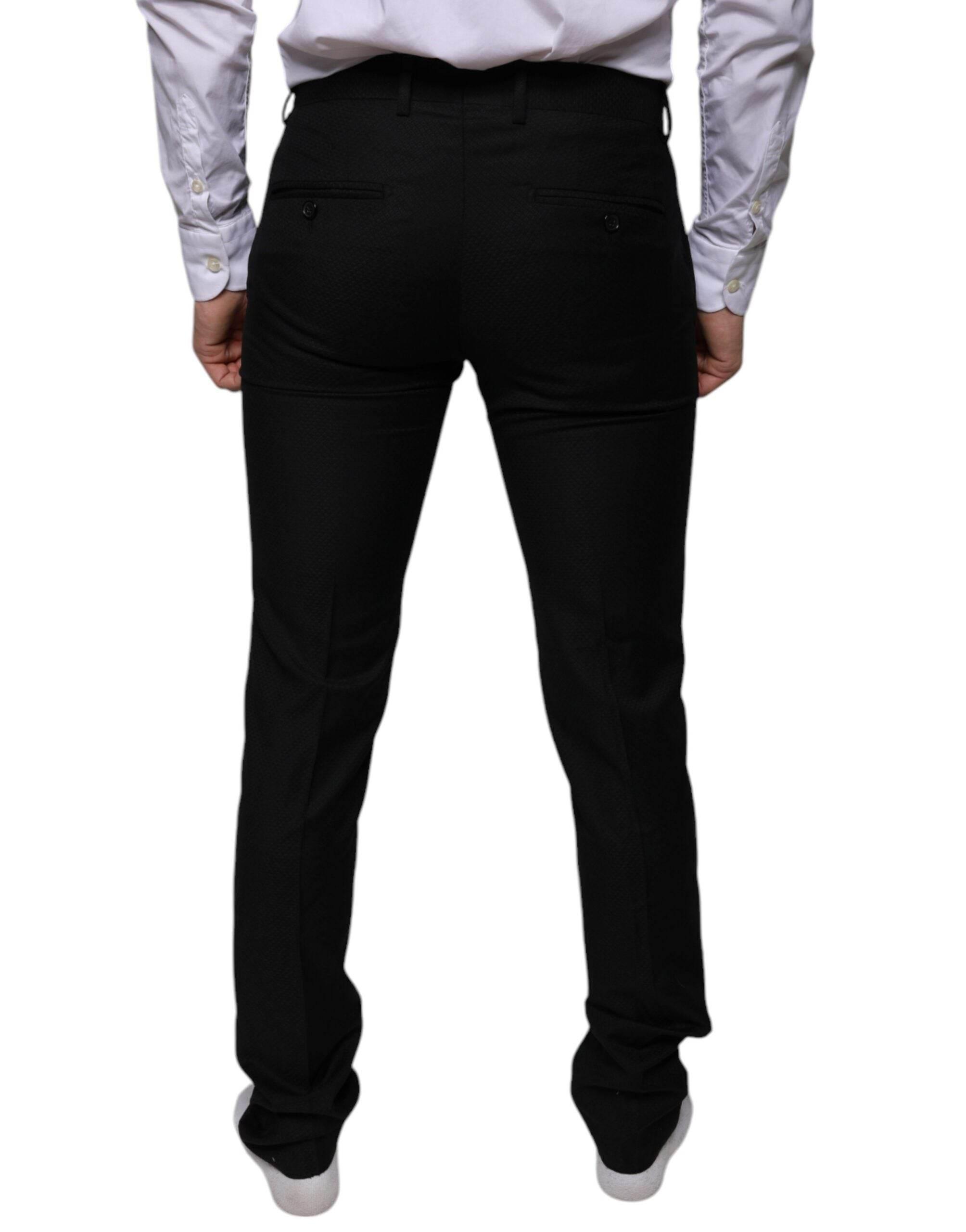 Dolce & Gabbana Black Wool Skinny Dress Formal Pants - Hilstor