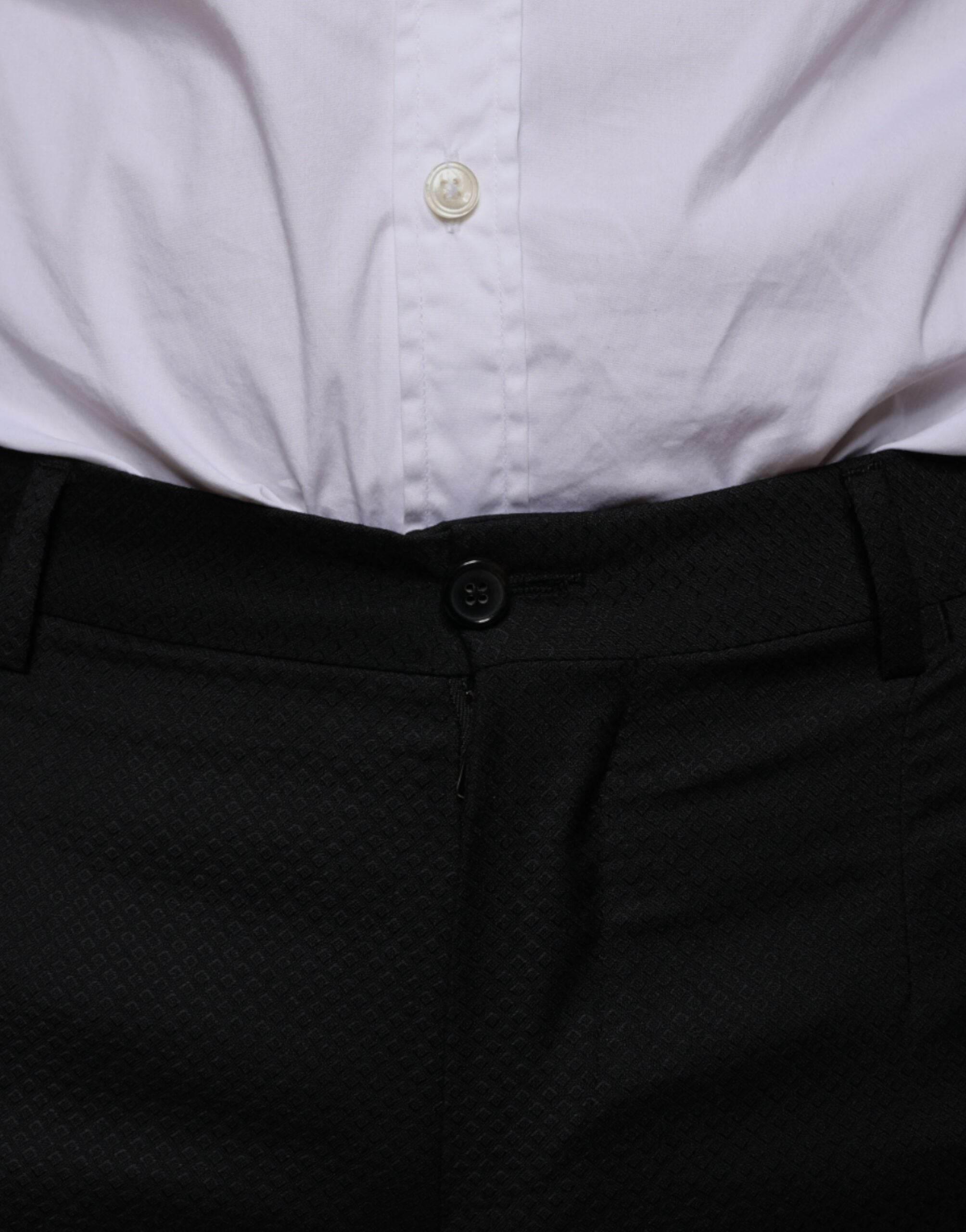 Dolce & Gabbana Black Wool Skinny Dress Formal Pants - Hilstor