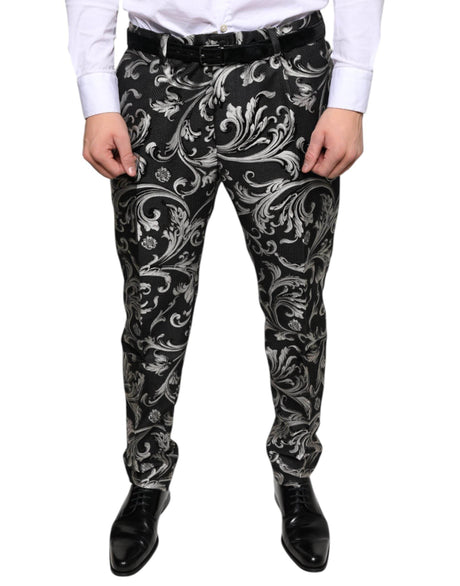 Dolce & Gabbana Black Jacquard Skinny Dress Pants - Hilstor