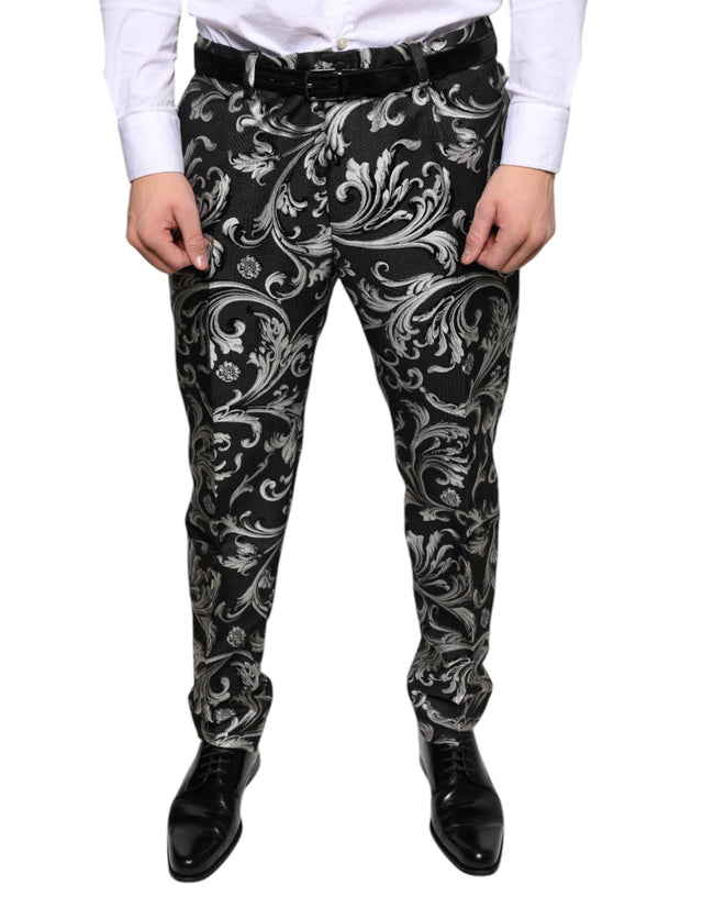 Dolce & Gabbana Black Jacquard Skinny Dress Pants - Hilstor