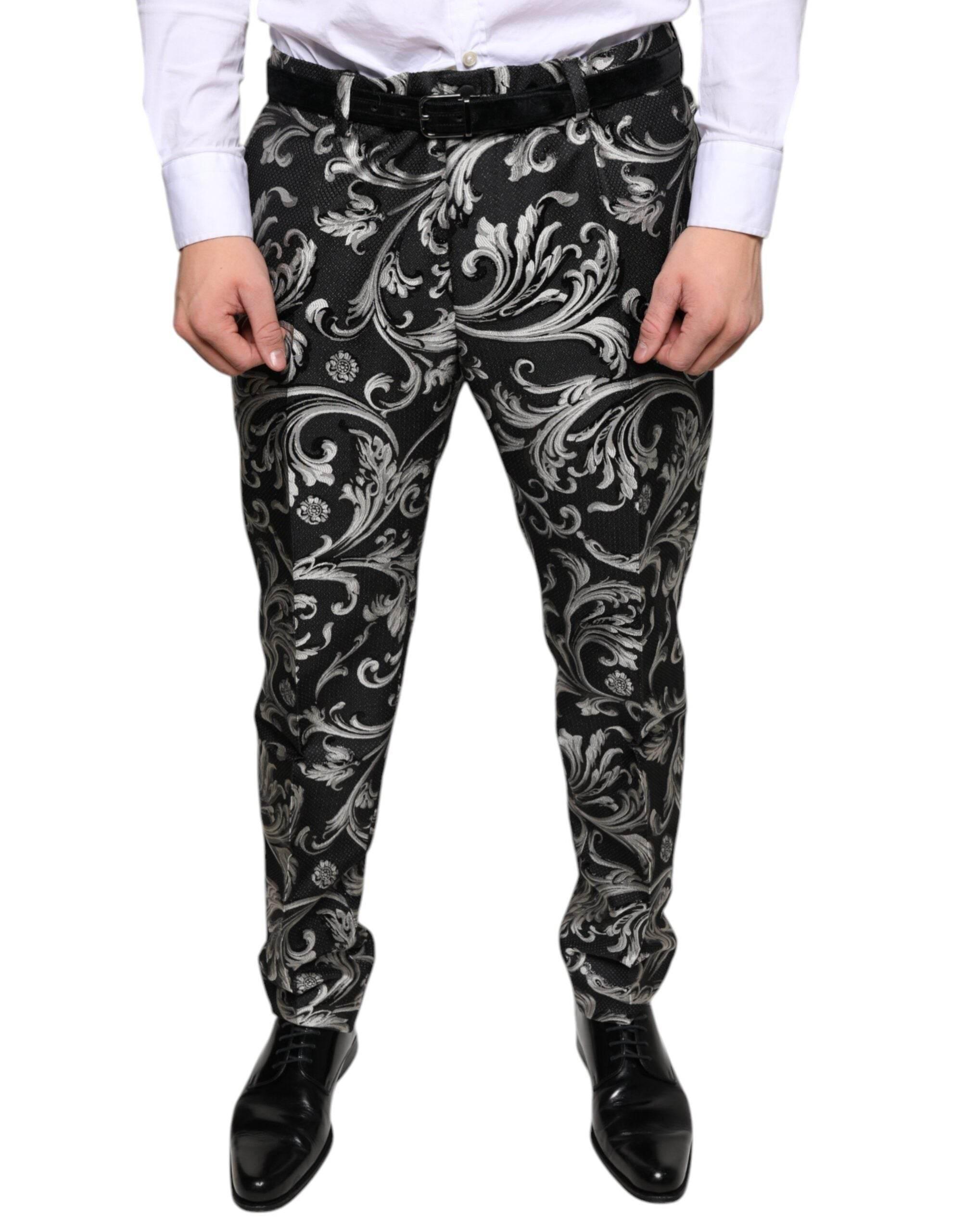 Dolce & Gabbana Black Jacquard Skinny Dress Pants - Hilstor