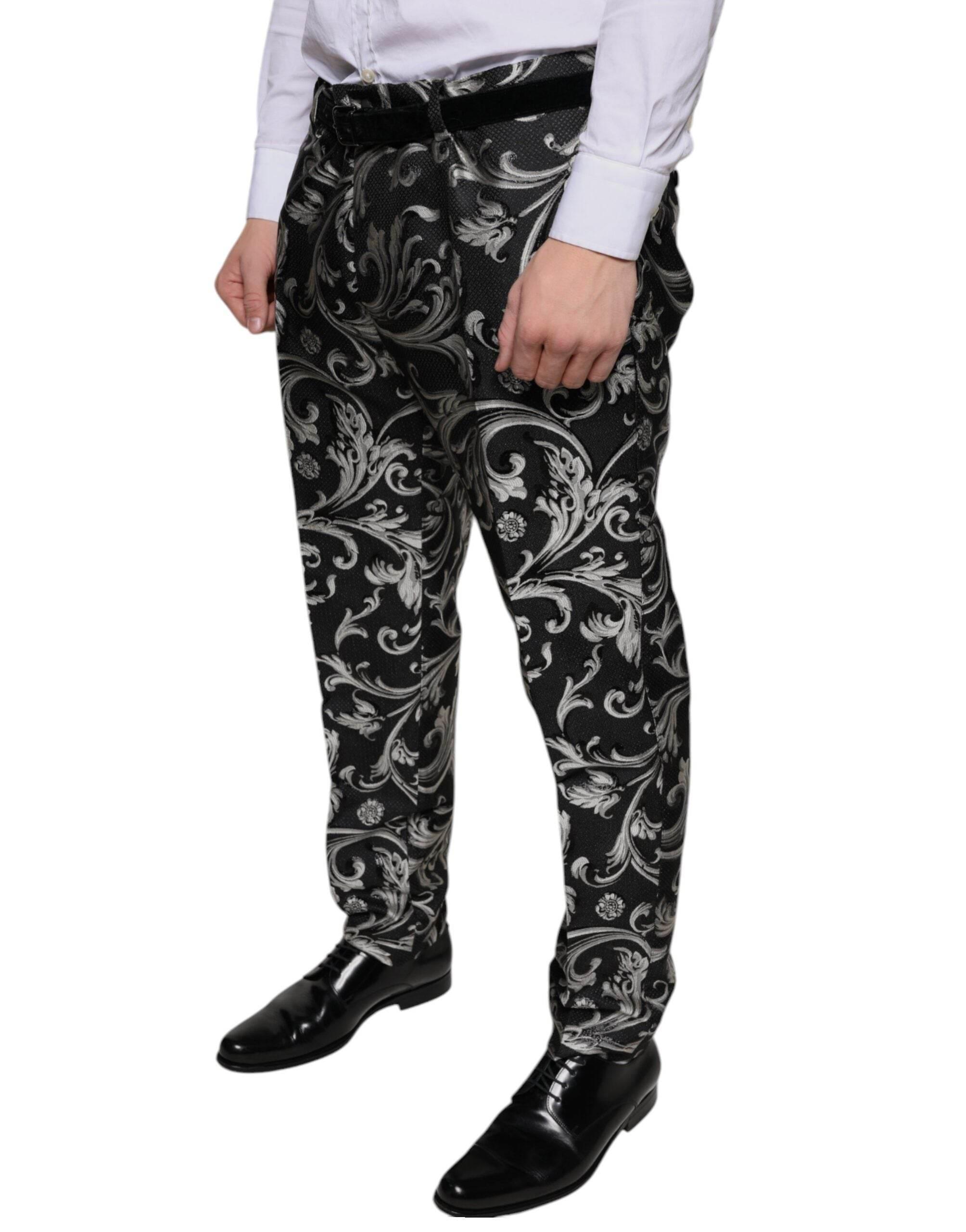 Dolce & Gabbana Black Jacquard Skinny Dress Pants - Hilstor