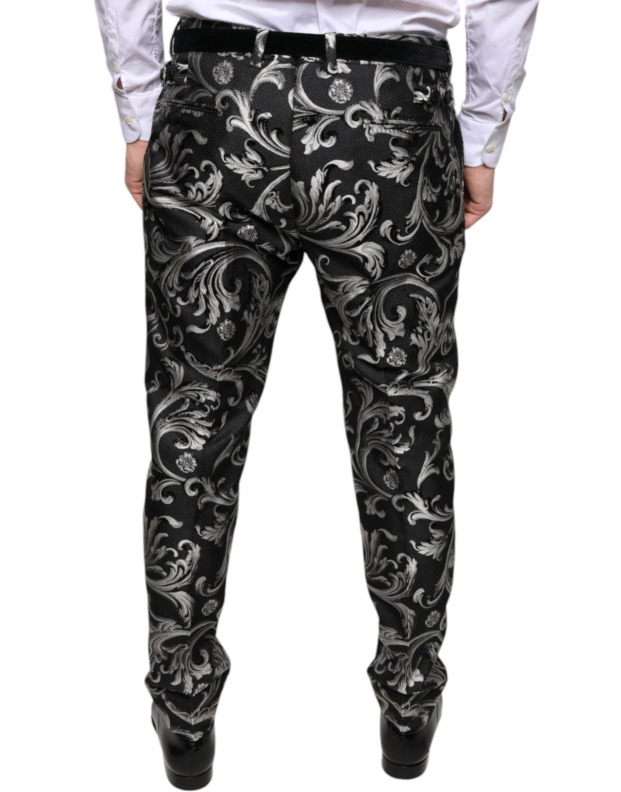 Dolce & Gabbana Black Jacquard Skinny Dress Pants - Hilstor