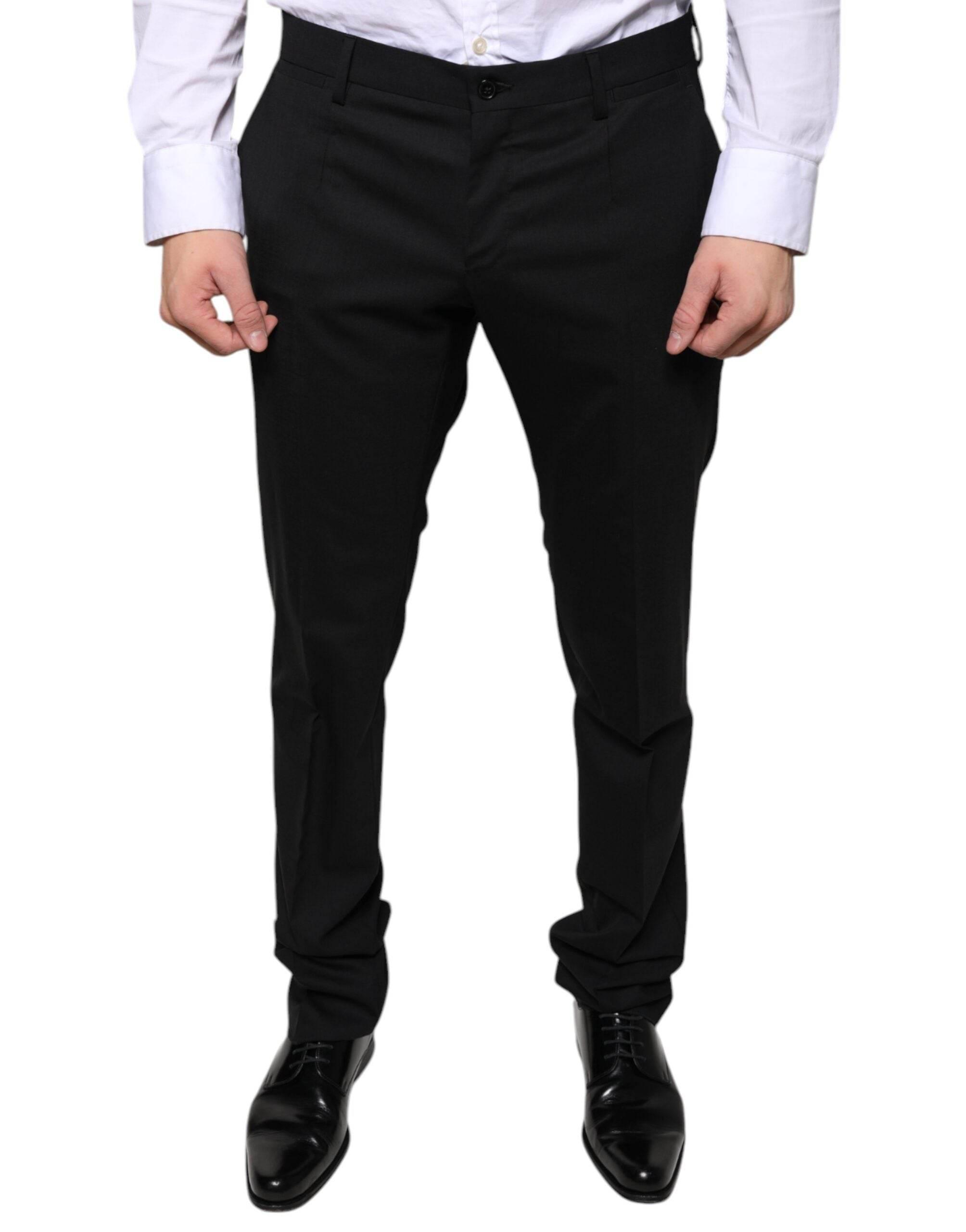 Dolce & Gabbana Black Wool Skinny Dress Formal Pants - Hilstor