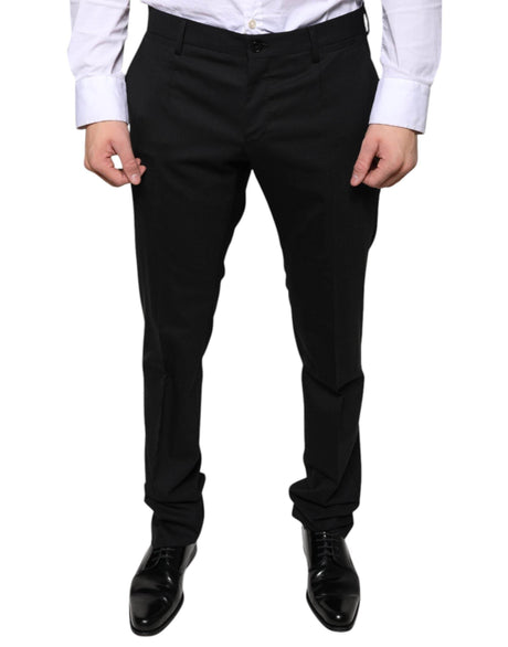Dolce & Gabbana Black Wool Skinny Dress Formal Pants - Hilstor