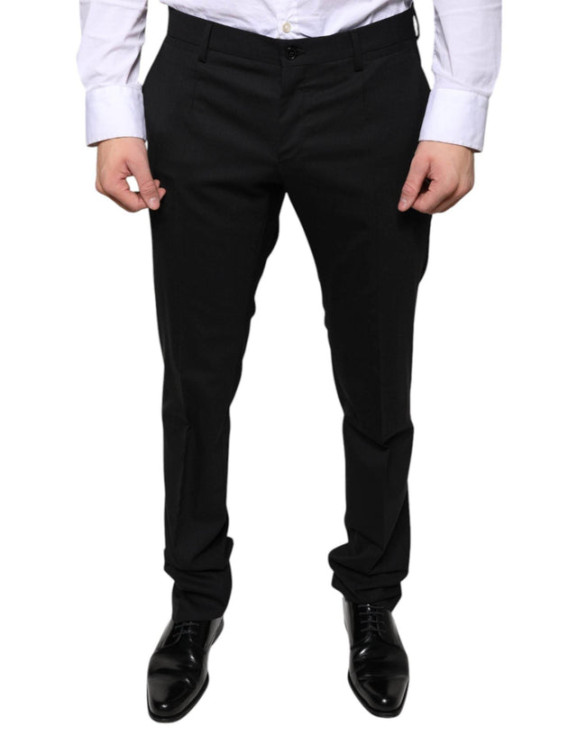 Dolce & Gabbana Black Wool Skinny Dress Formal Pants - Hilstor