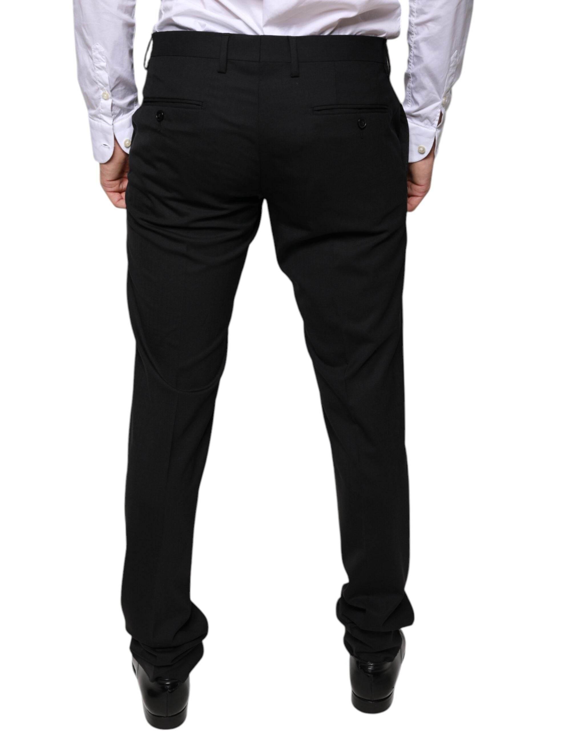Dolce & Gabbana Black Wool Skinny Dress Formal Pants - Hilstor