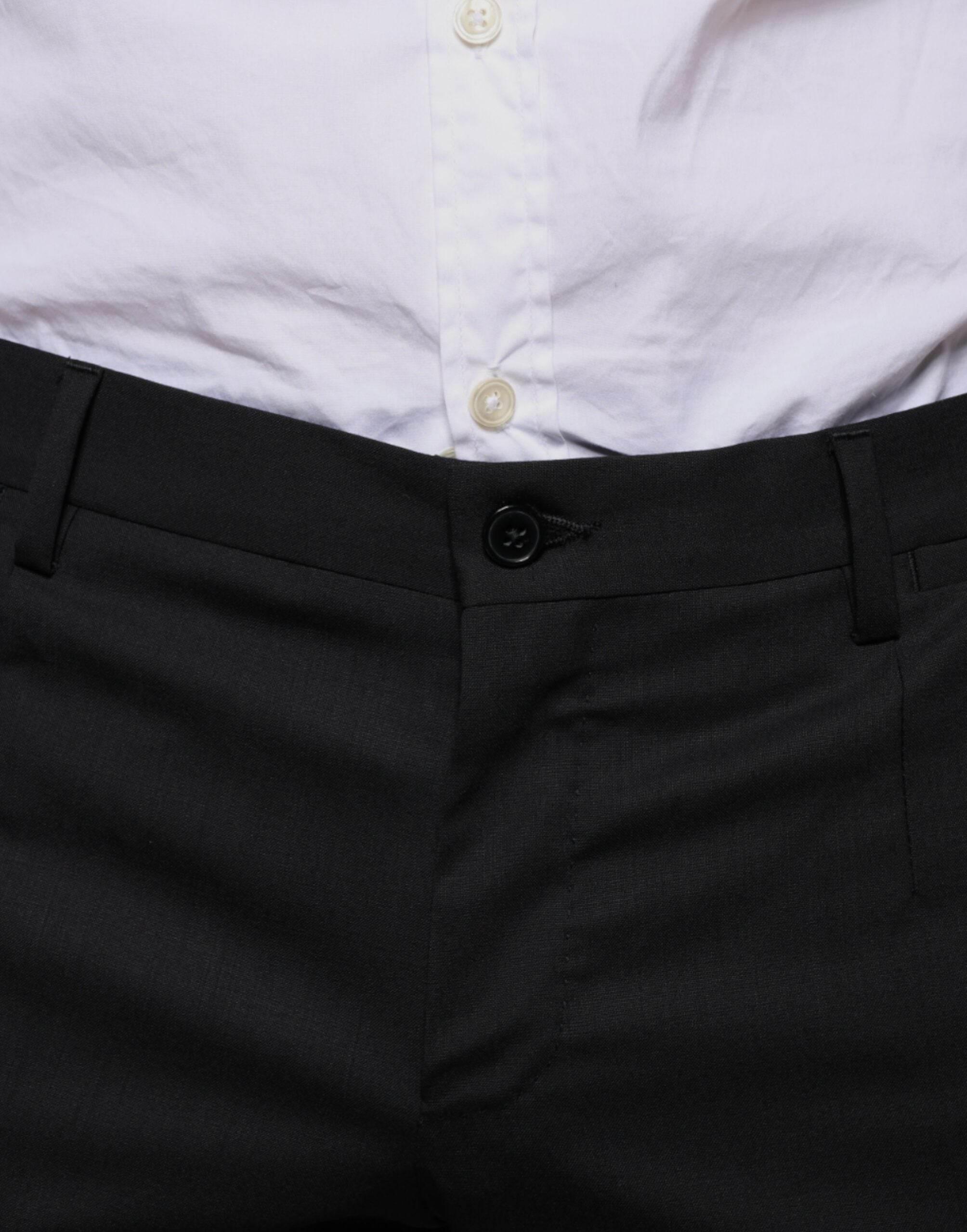 Dolce & Gabbana Black Wool Skinny Dress Formal Pants - Hilstor