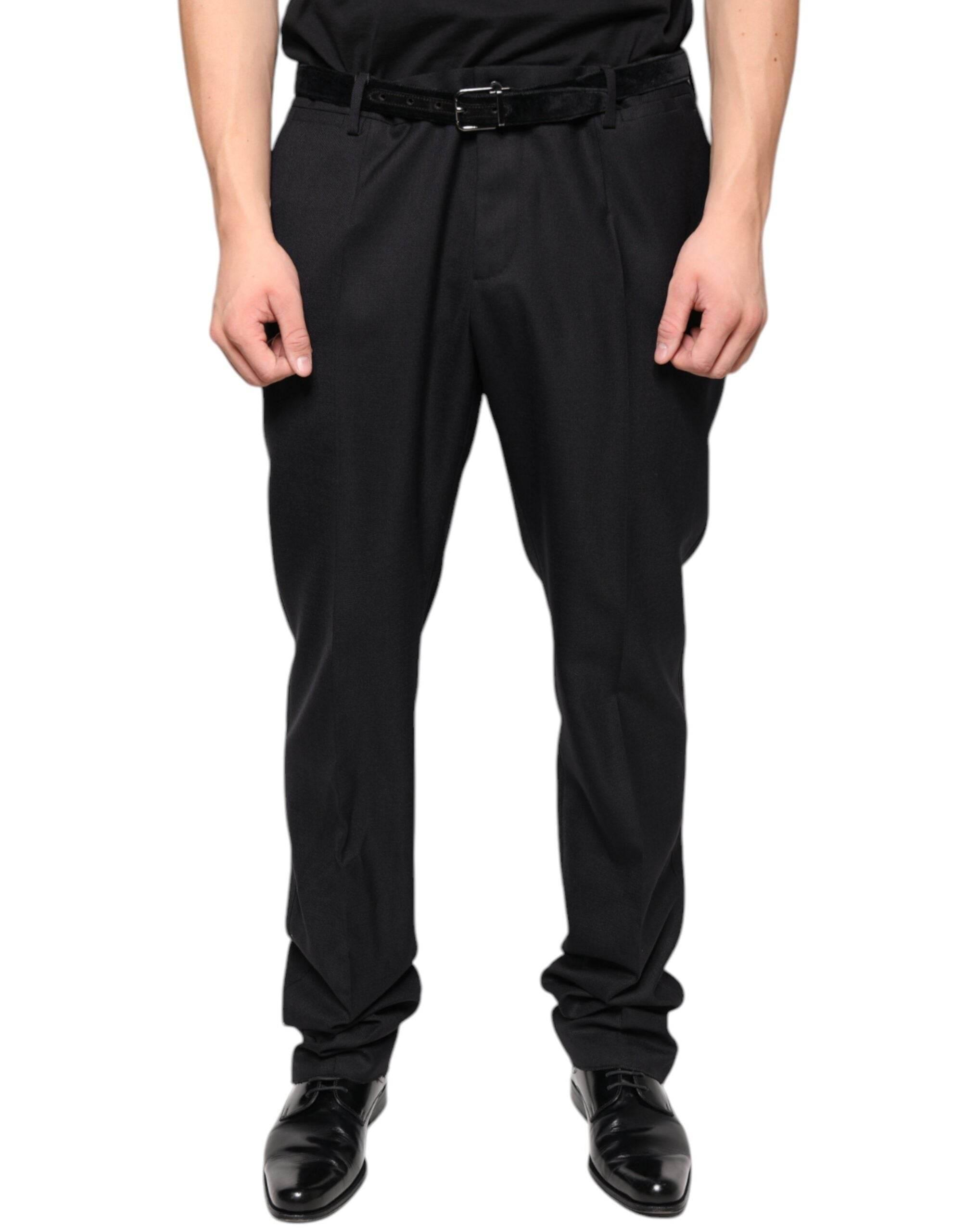 Dolce & Gabbana Black Wool Skinny Dress Formal Pants - Hilstor