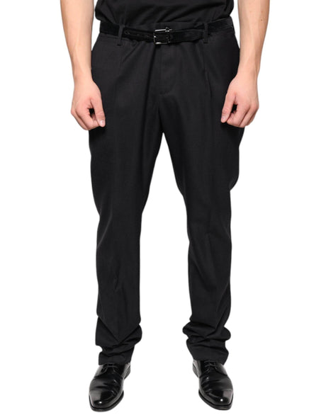 Dolce & Gabbana Black Wool Skinny Dress Formal Pants - Hilstor