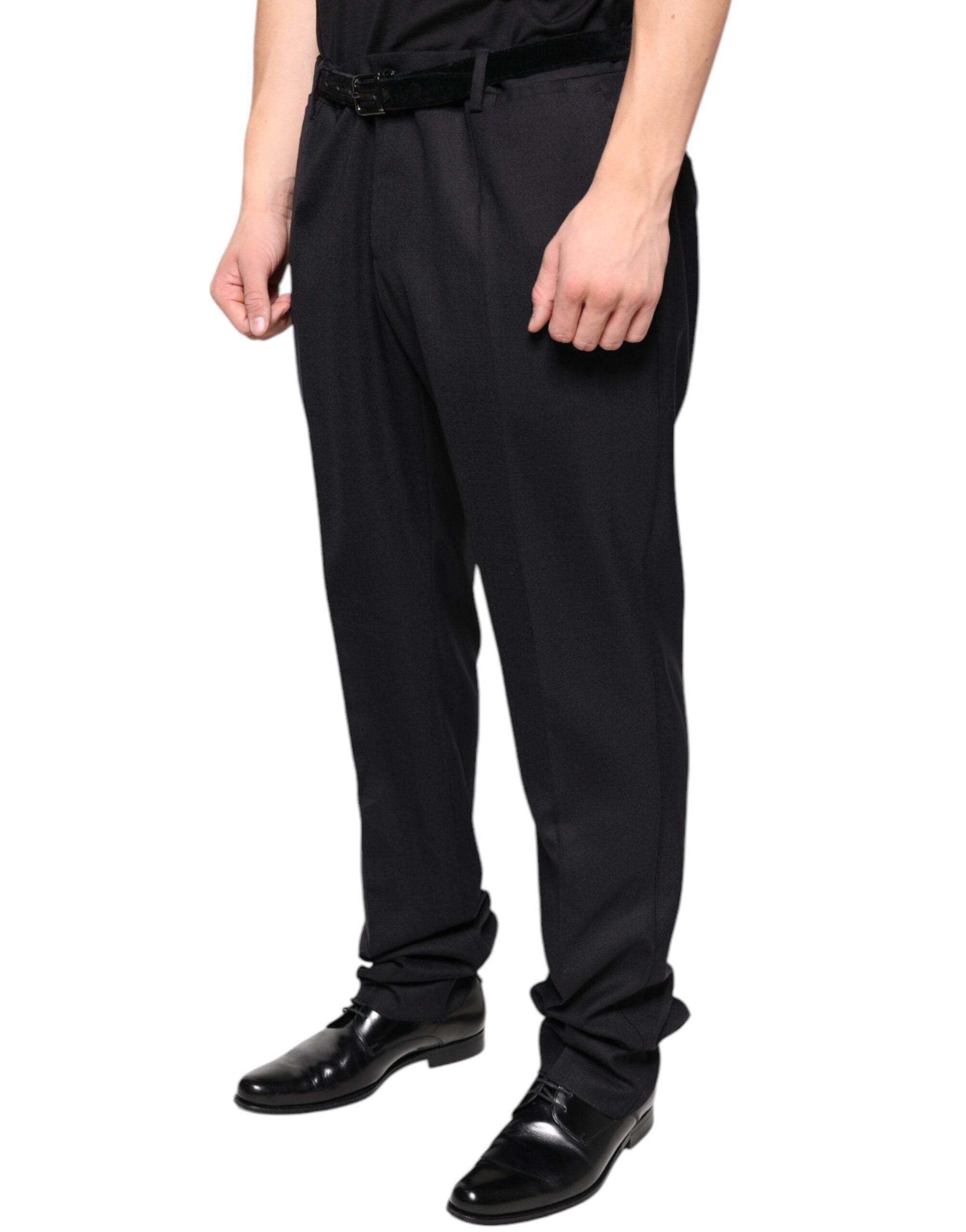 Dolce & Gabbana Black Wool Skinny Dress Formal Pants - Hilstor