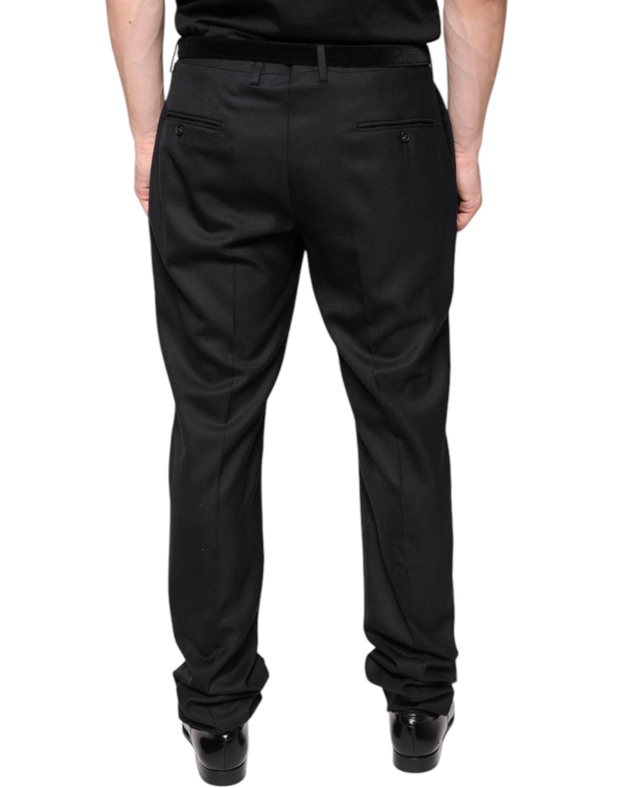 Dolce & Gabbana Black Wool Skinny Dress Formal Pants - Hilstor