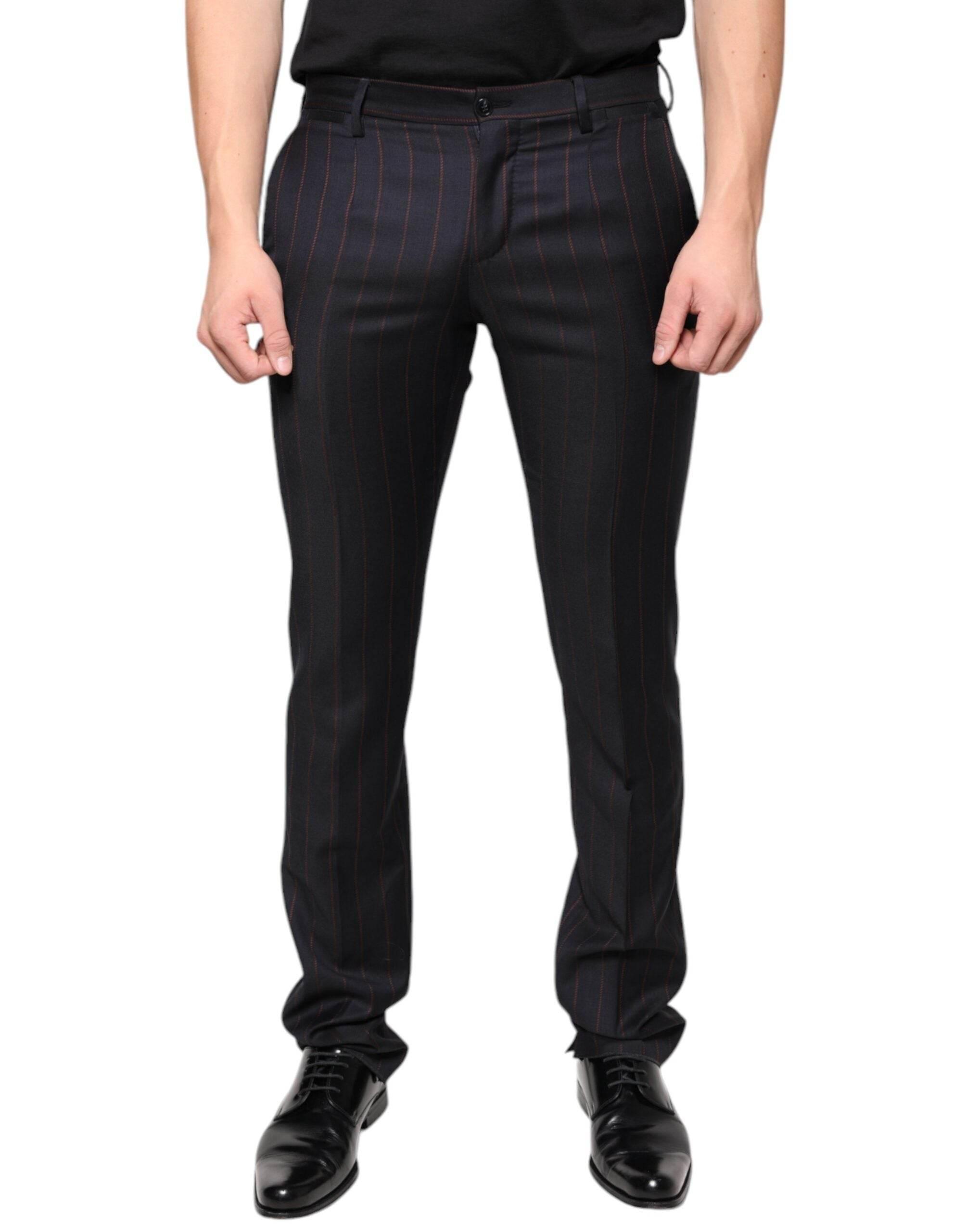 Dolce & Gabbana Black Stripes Skinny Men Dress Pants - Hilstor