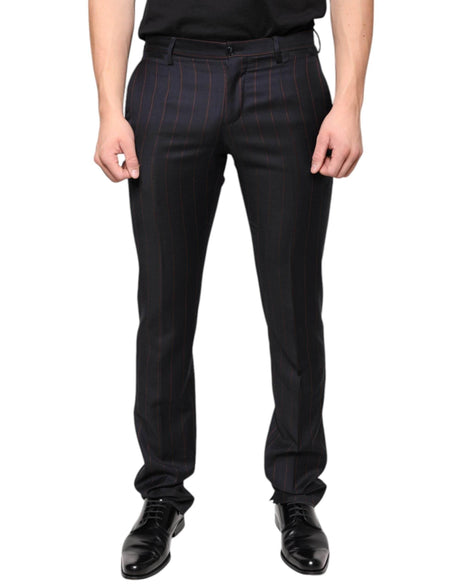 Dolce & Gabbana Black Stripes Skinny Men Dress Pants - Hilstor
