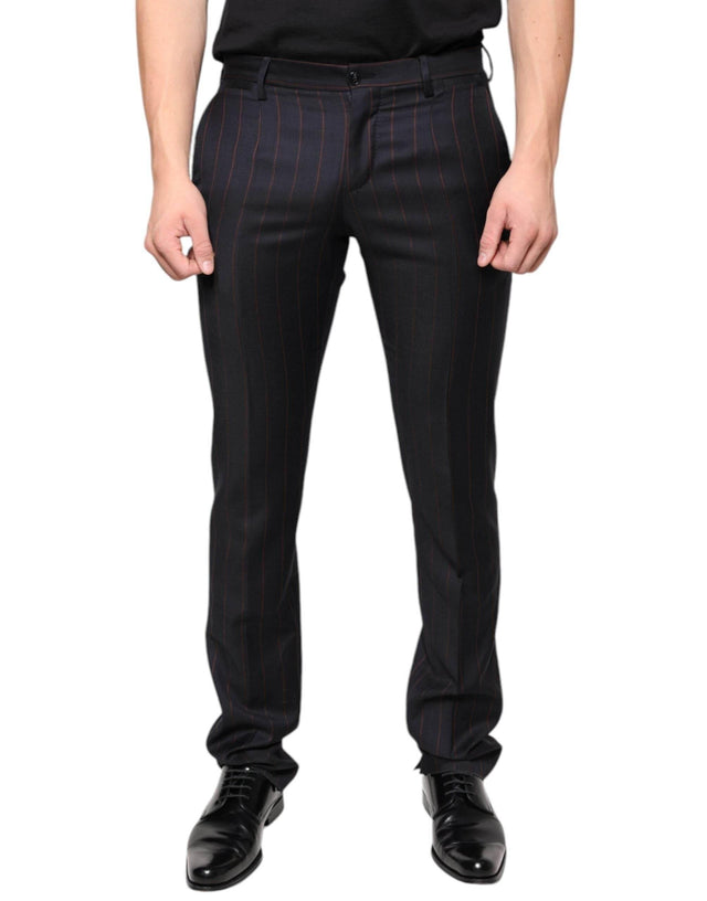 Dolce & Gabbana Black Stripes Skinny Men Dress Pants - Hilstor
