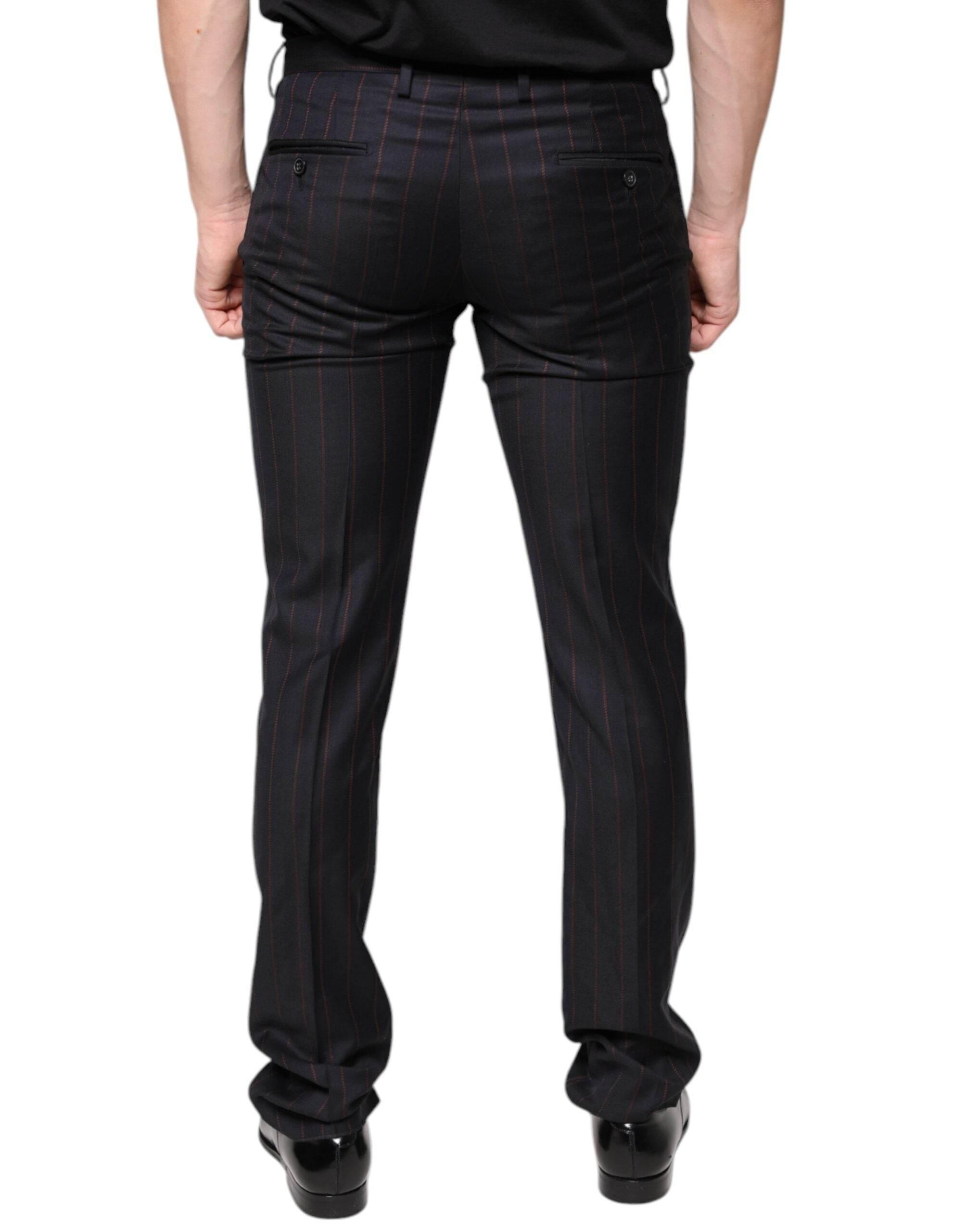 Dolce & Gabbana Black Stripes Skinny Men Dress Pants - Hilstor