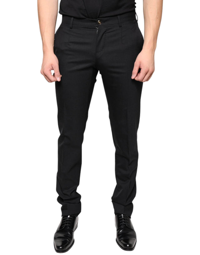 Dolce & Gabbana Black Wool Skinny Men Dress Pants - Hilstor