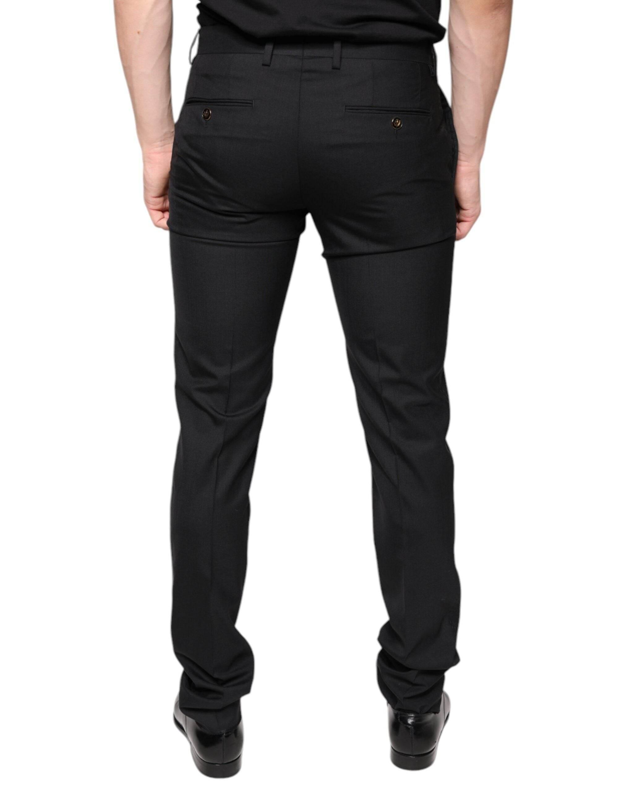 Dolce & Gabbana Black Wool Skinny Men Dress Pants - Hilstor