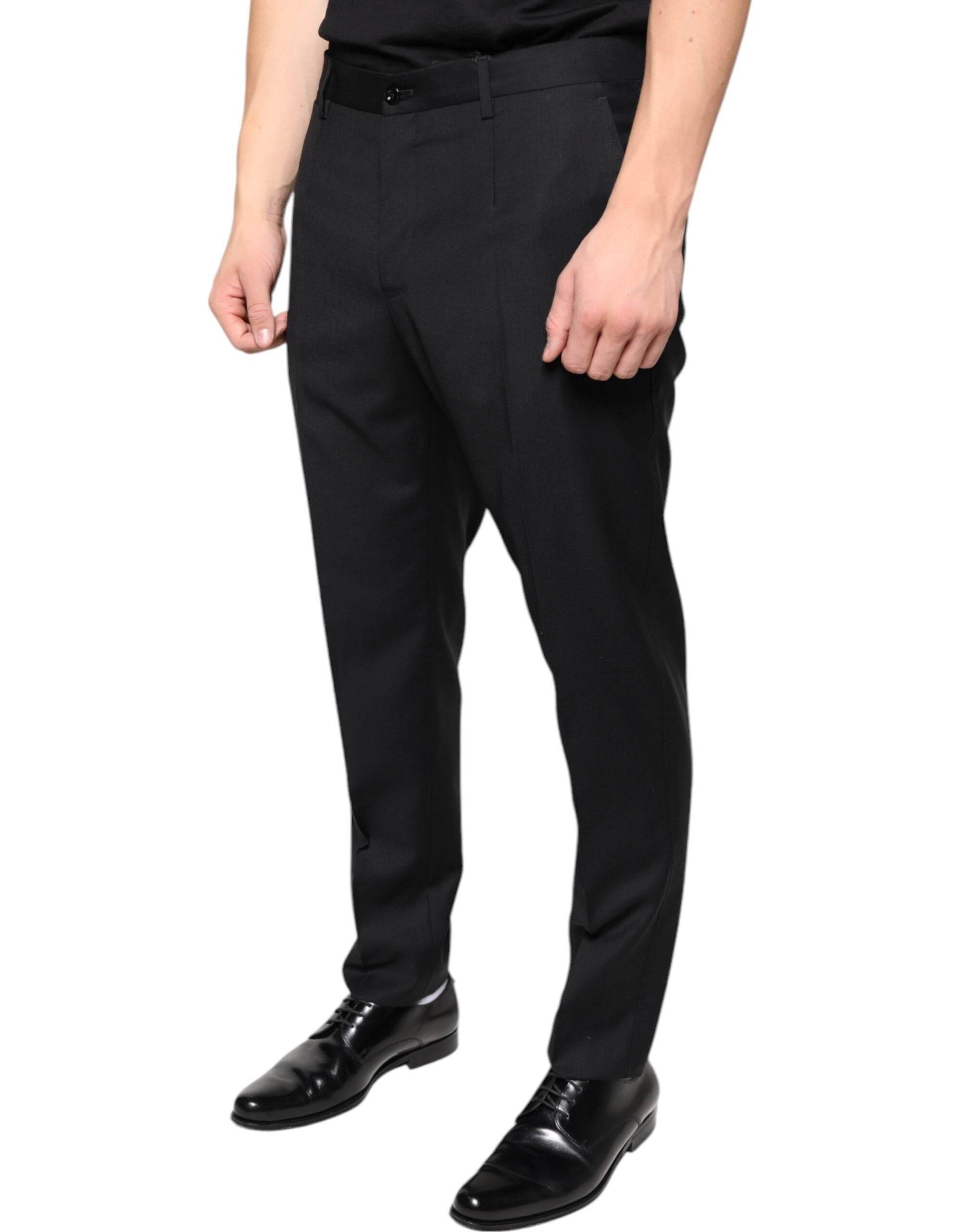 Dolce & Gabbana Black Wool Skinny Men Dress Pants - Hilstor