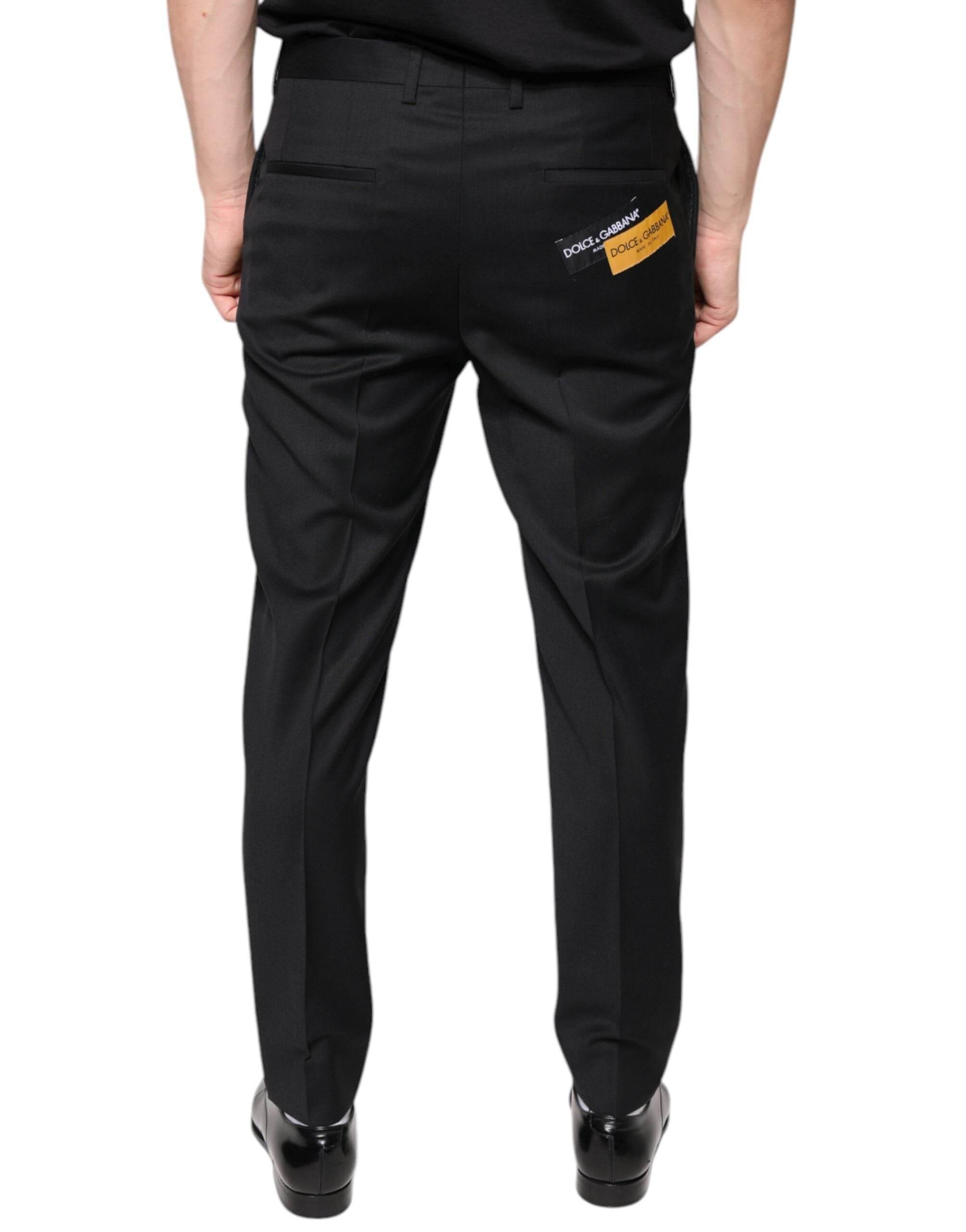 Dolce & Gabbana Black Wool Skinny Men Dress Pants - Hilstor