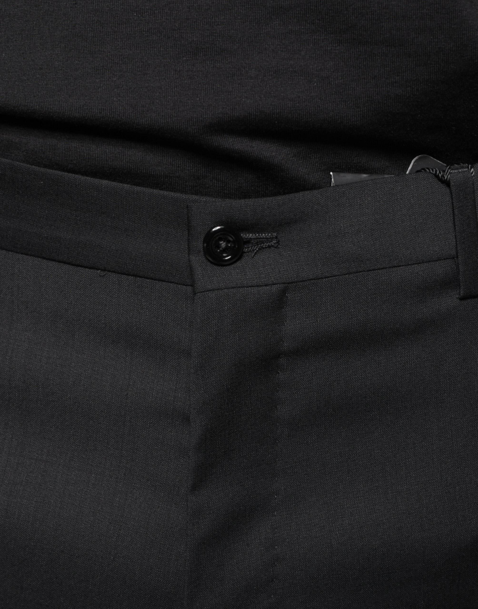 Dolce & Gabbana Black Wool Skinny Men Dress Pants - Hilstor