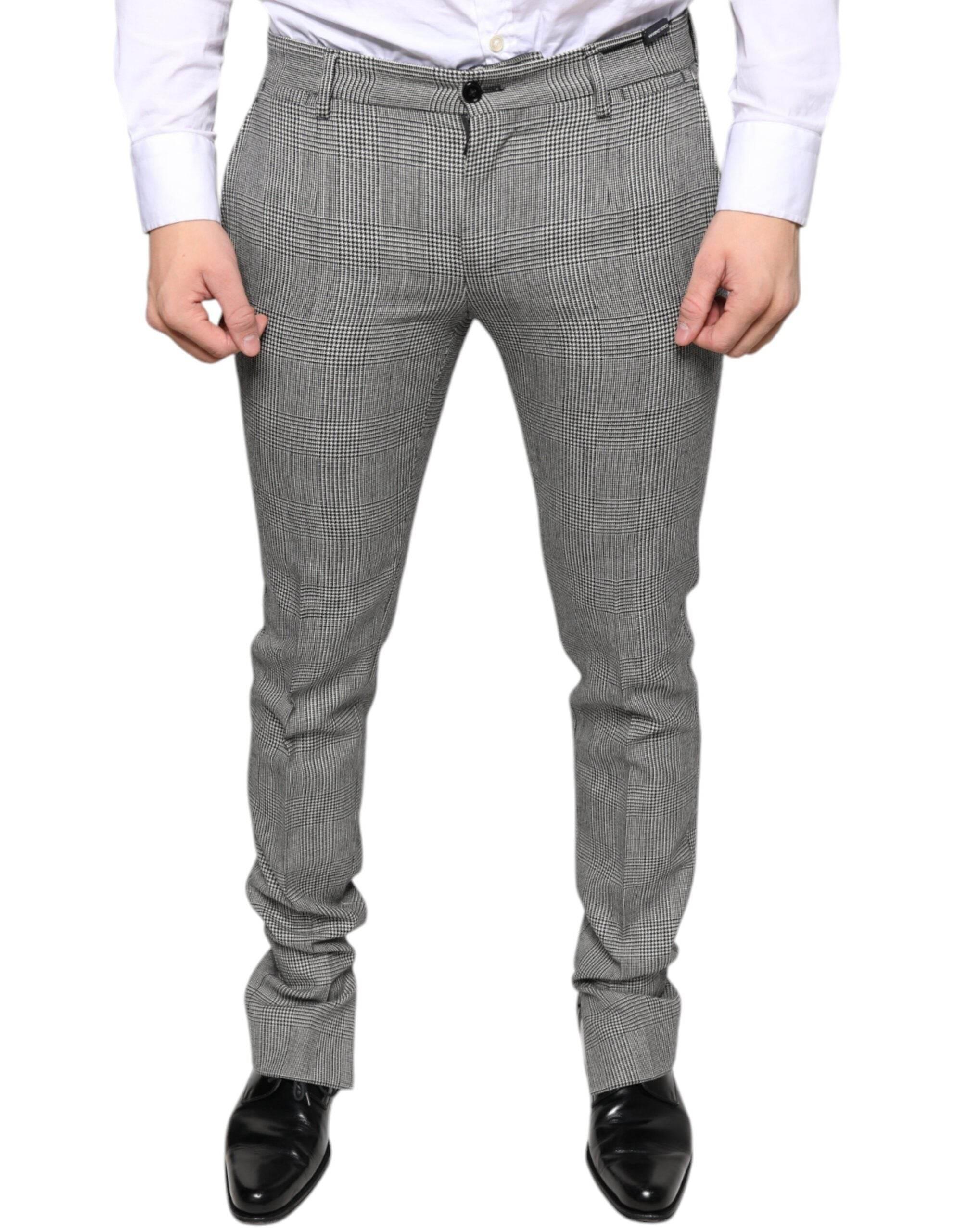 Dolce & Gabbana Gray Check Tartan Wool Skinny Pants - Hilstor