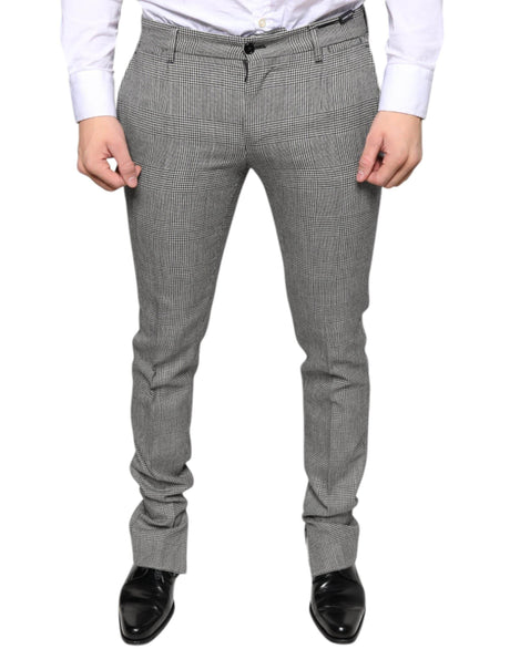 Dolce & Gabbana Gray Check Tartan Wool Skinny Pants - Hilstor
