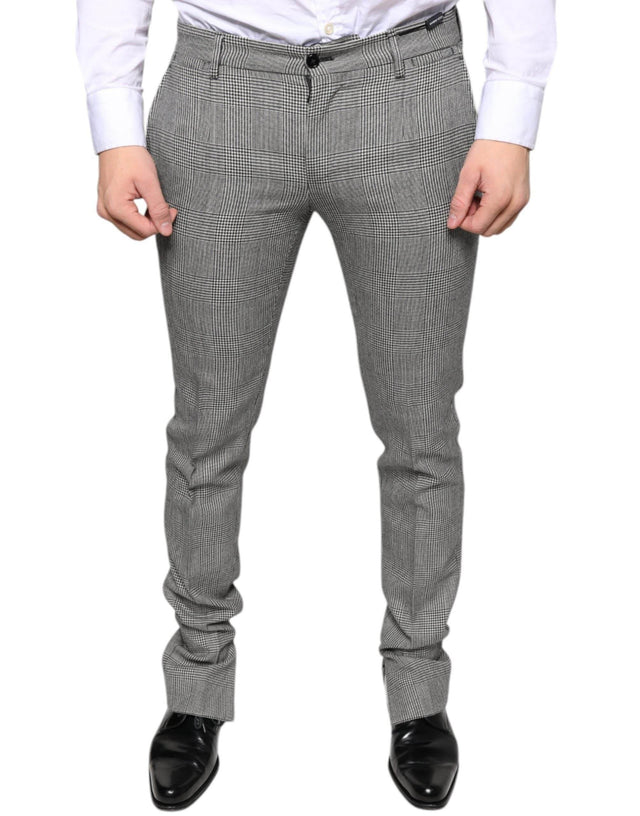 Dolce & Gabbana Gray Check Tartan Wool Skinny Pants - Hilstor