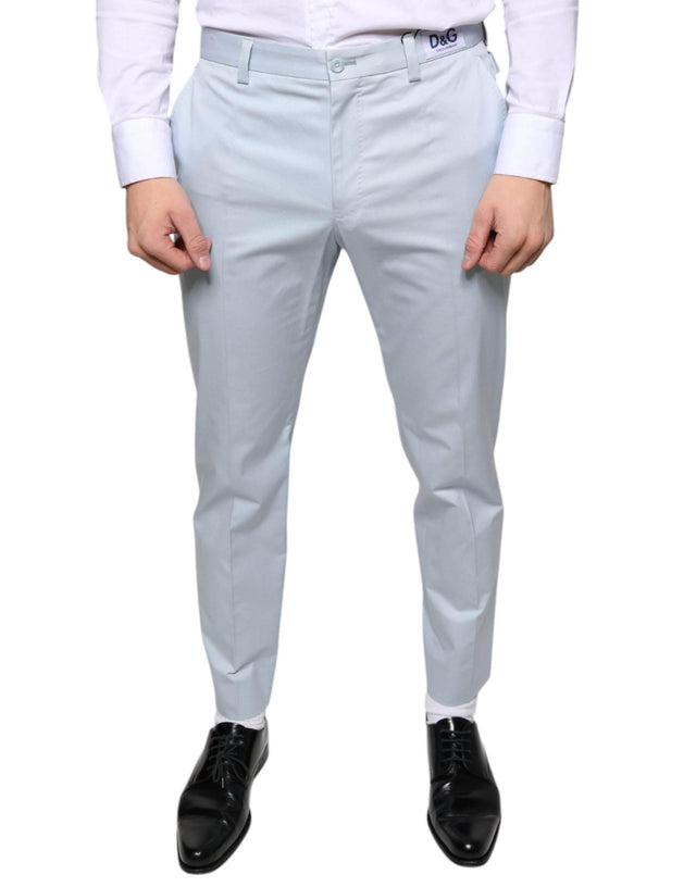 Dolce & Gabbana Light Blue Cotton Dress Pants - Hilstor