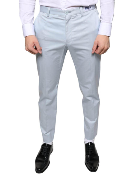 Dolce & Gabbana Light Blue Cotton Dress Pants - Hilstor