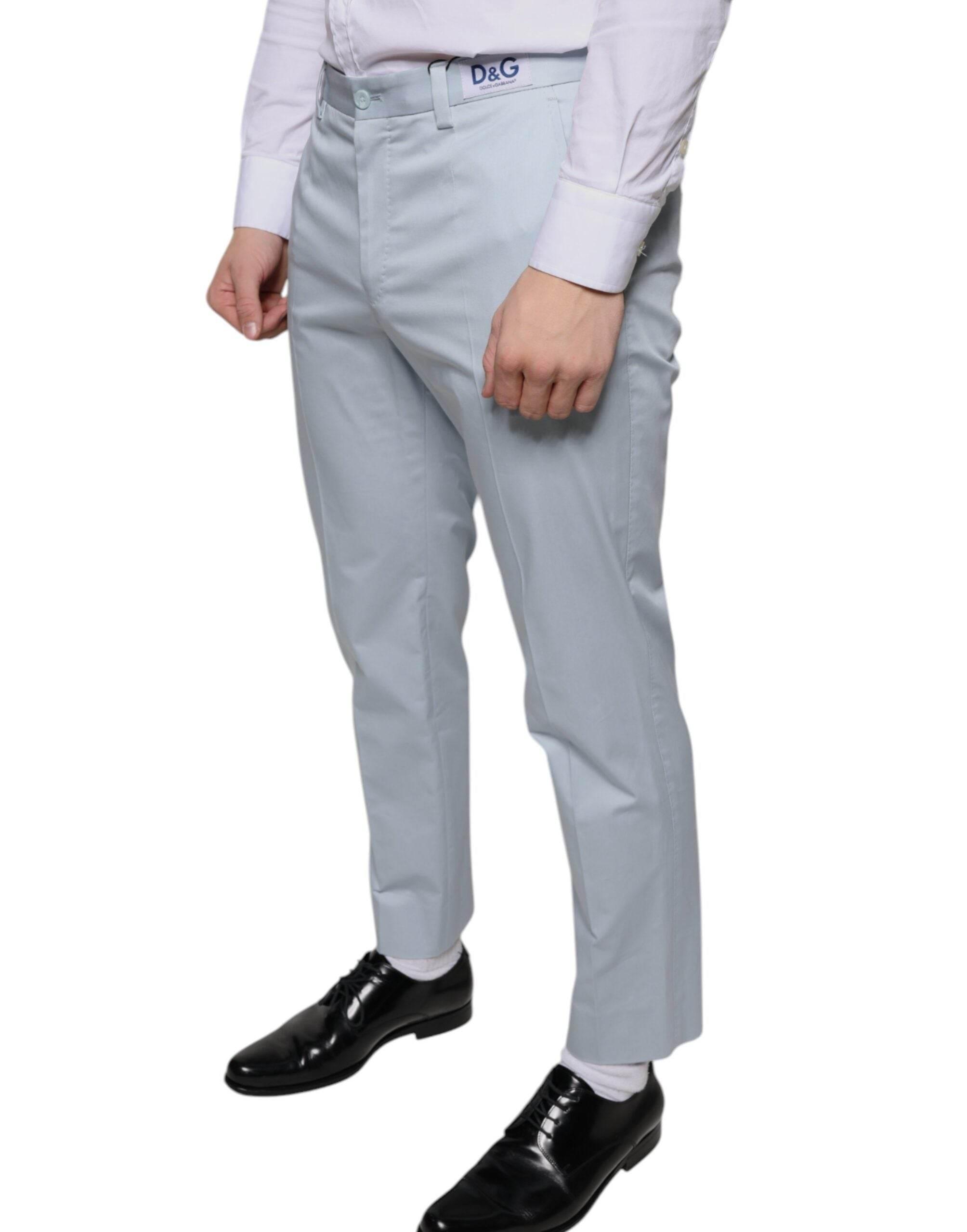 Dolce & Gabbana Light Blue Cotton Dress Pants - Hilstor