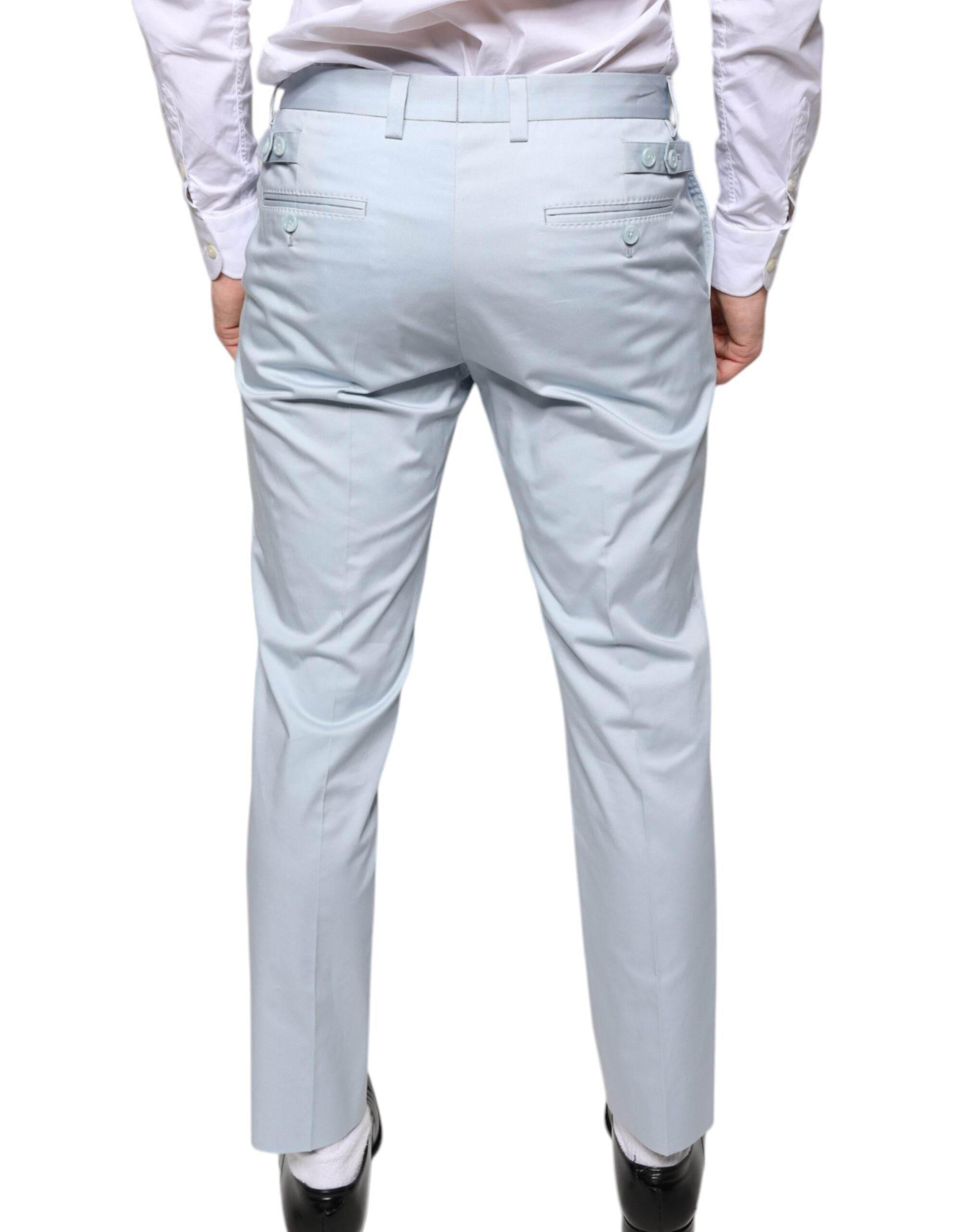 Dolce & Gabbana Light Blue Cotton Dress Pants - Hilstor
