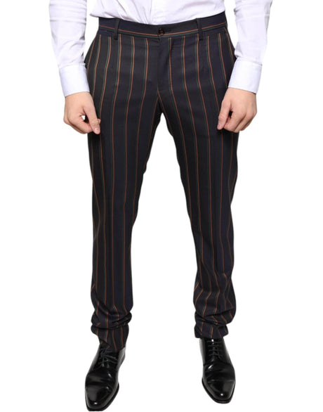 Dolce & Gabbana Brown Stripes Skinny Men Dress Pants - Hilstor