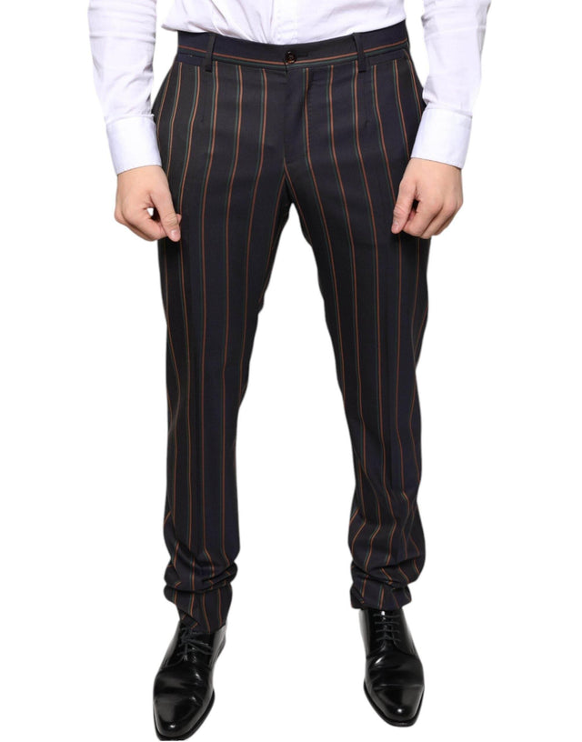 Dolce & Gabbana Brown Stripes Skinny Men Dress Pants - Hilstor
