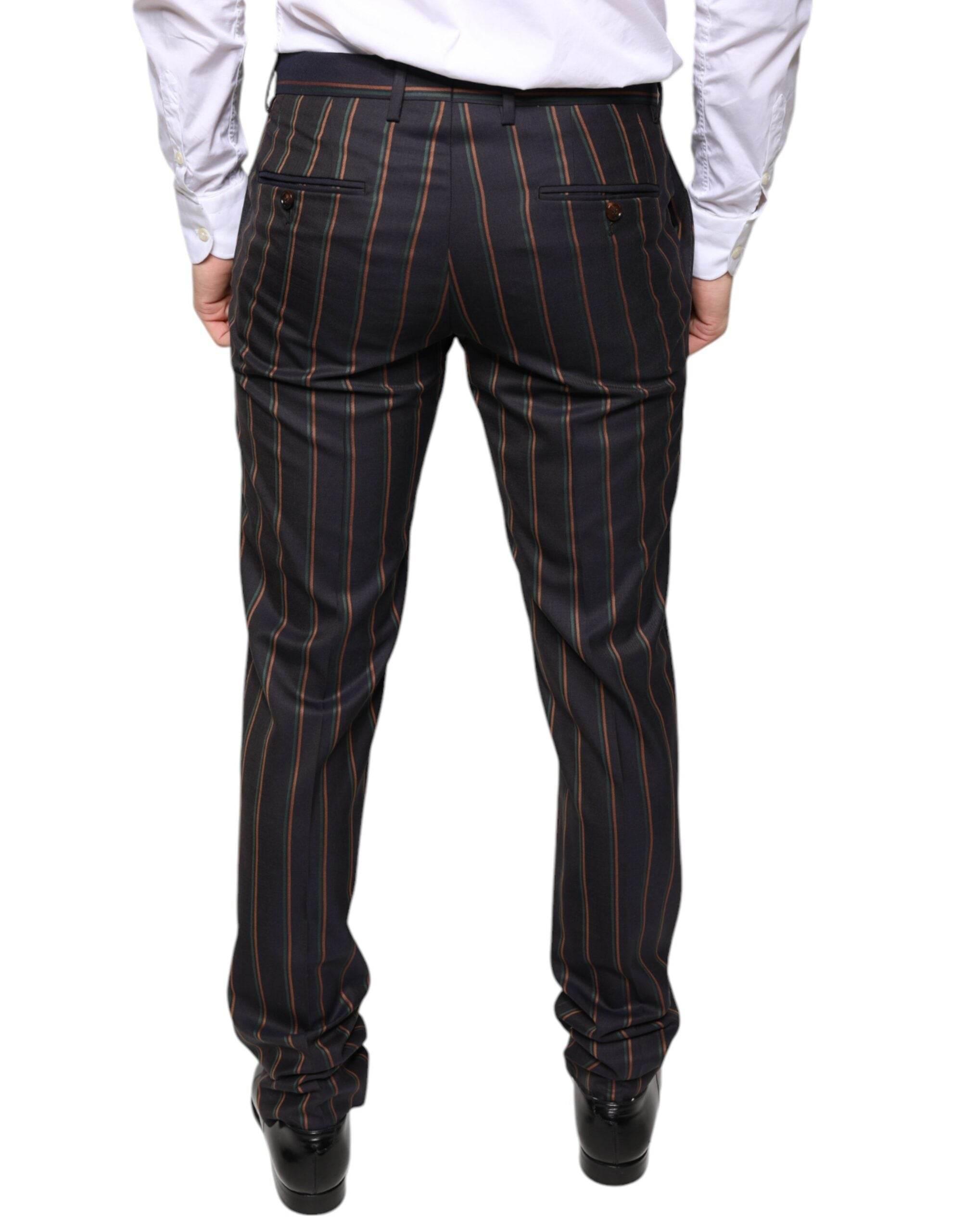 Dolce & Gabbana Brown Stripes Skinny Men Dress Pants - Hilstor