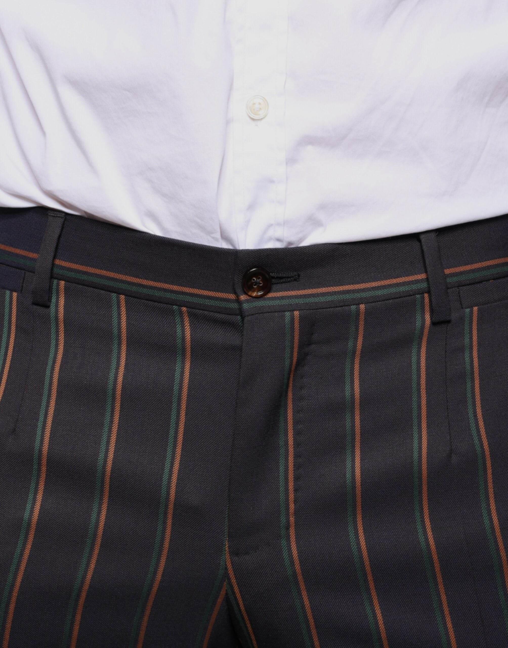 Dolce & Gabbana Brown Stripes Skinny Men Dress Pants - Hilstor