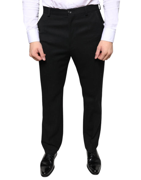 Dolce & Gabbana Black Wool Skinny Men Dress Pants - Hilstor