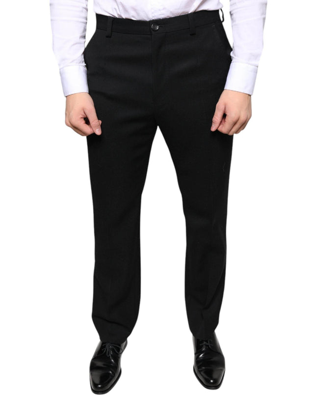Dolce & Gabbana Black Wool Skinny Men Dress Pants - Hilstor