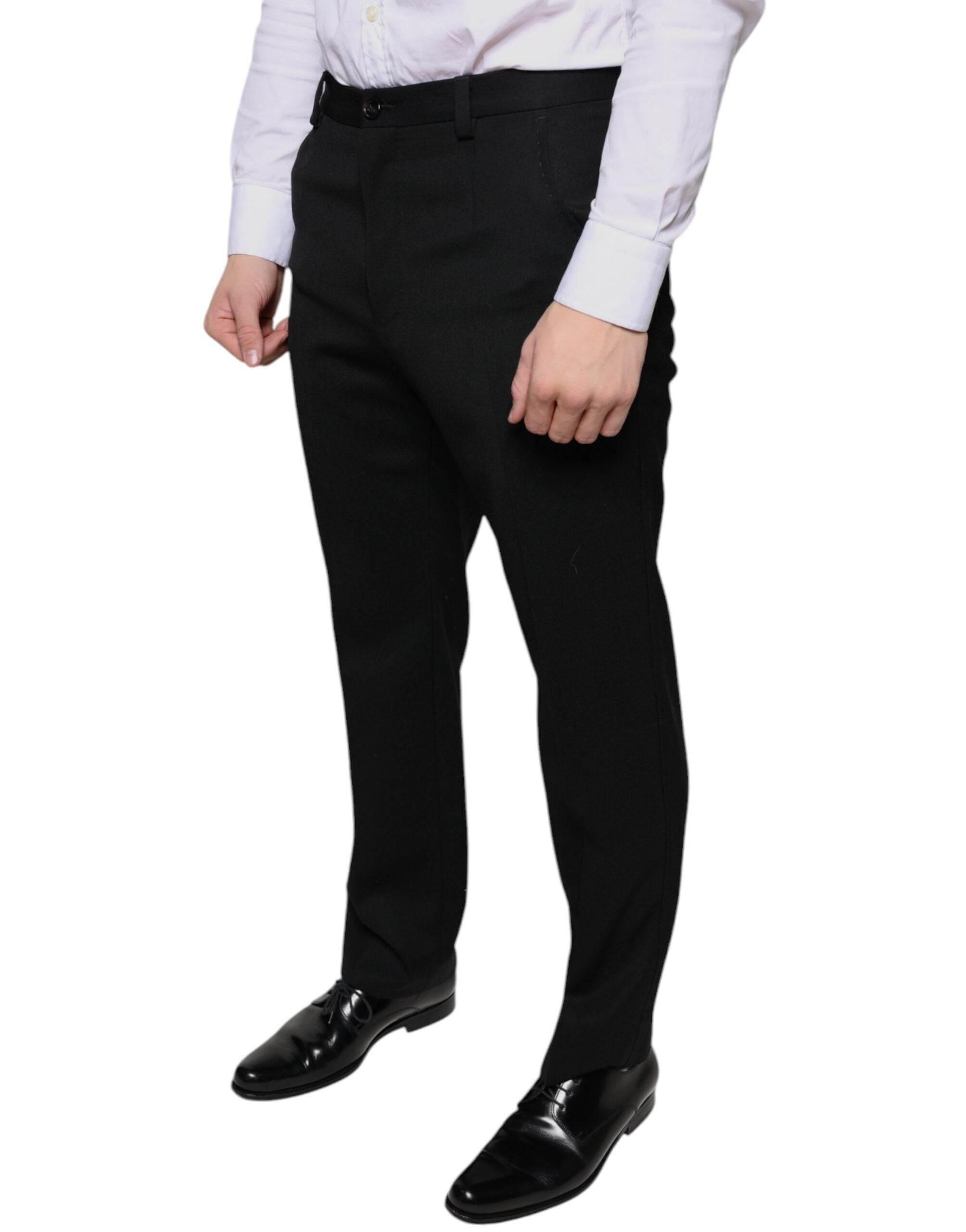 Dolce & Gabbana Black Wool Skinny Men Dress Pants - Hilstor