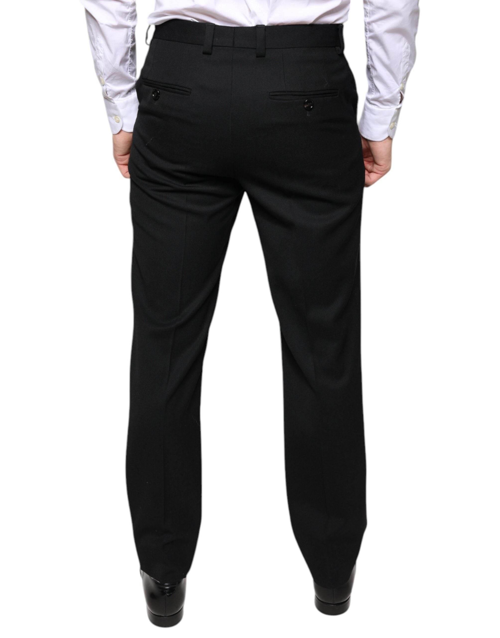 Dolce & Gabbana Black Wool Skinny Men Dress Pants - Hilstor