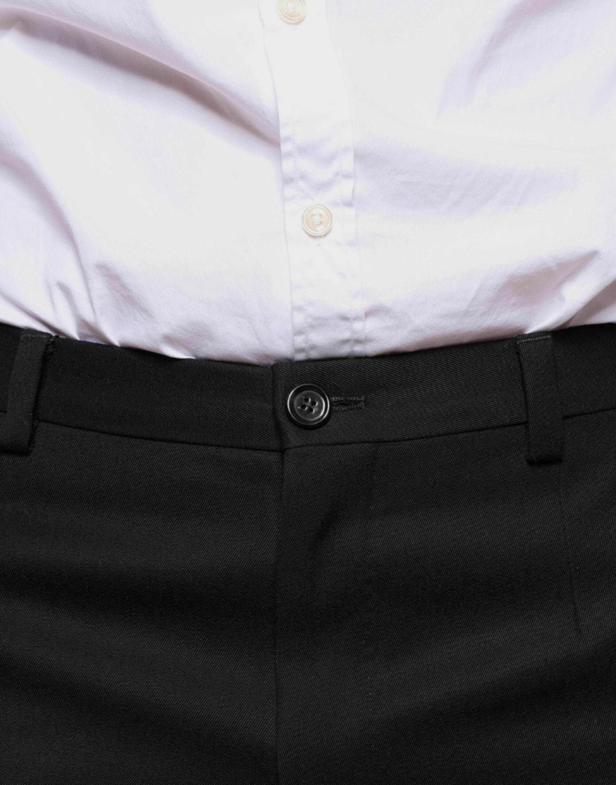 Dolce & Gabbana Black Wool Skinny Men Dress Pants - Hilstor