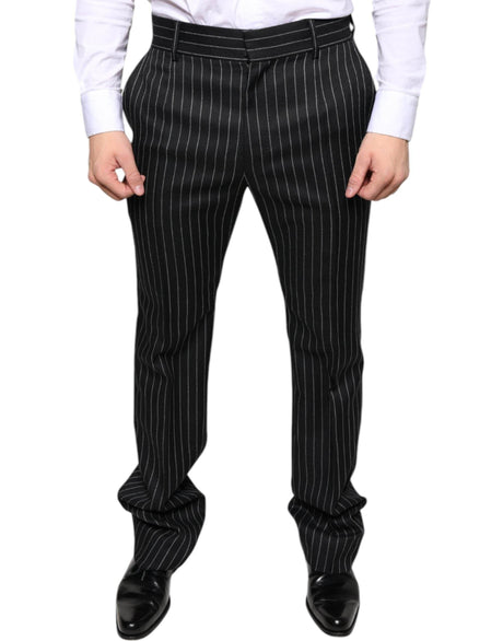Dolce & Gabbana Black Stripes Skinny Men Dress Pants - Hilstor