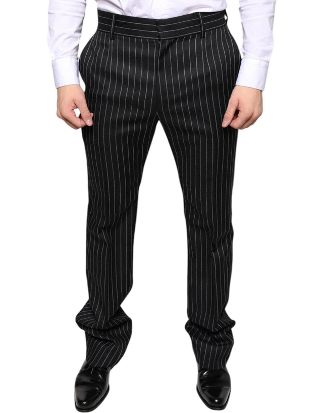 Dolce & Gabbana Black Stripes Skinny Men Dress Pants - Hilstor