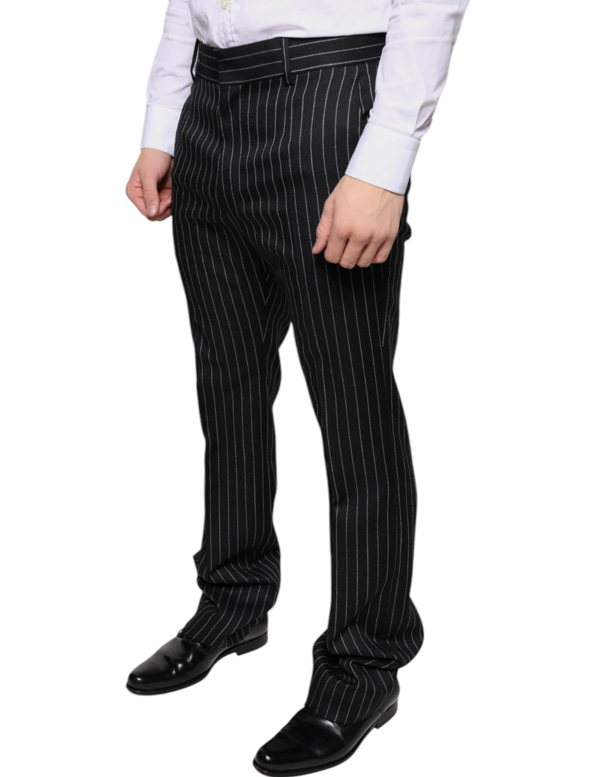 Dolce & Gabbana Black Stripes Skinny Men Dress Pants - Hilstor