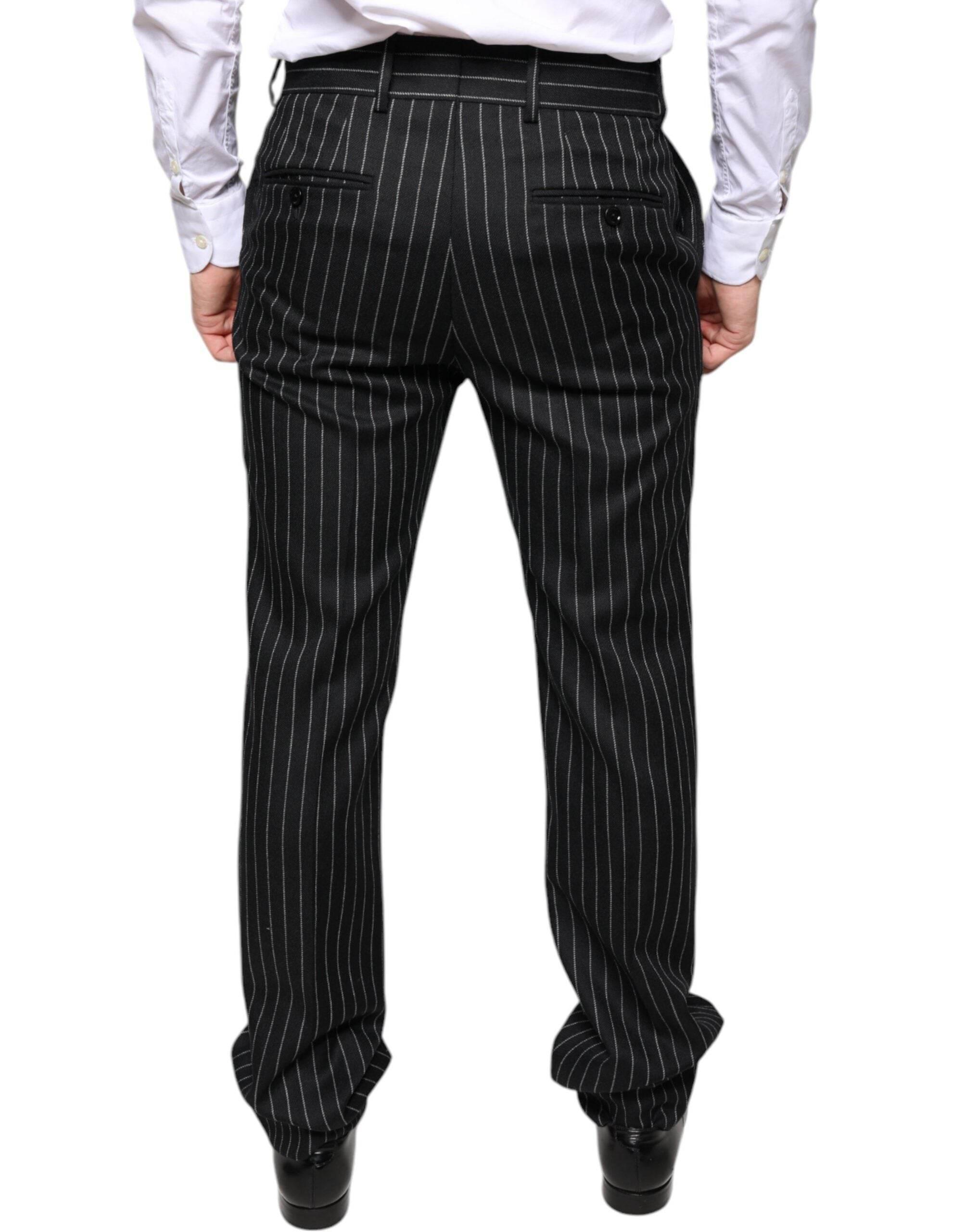 Dolce & Gabbana Black Stripes Skinny Men Dress Pants - Hilstor