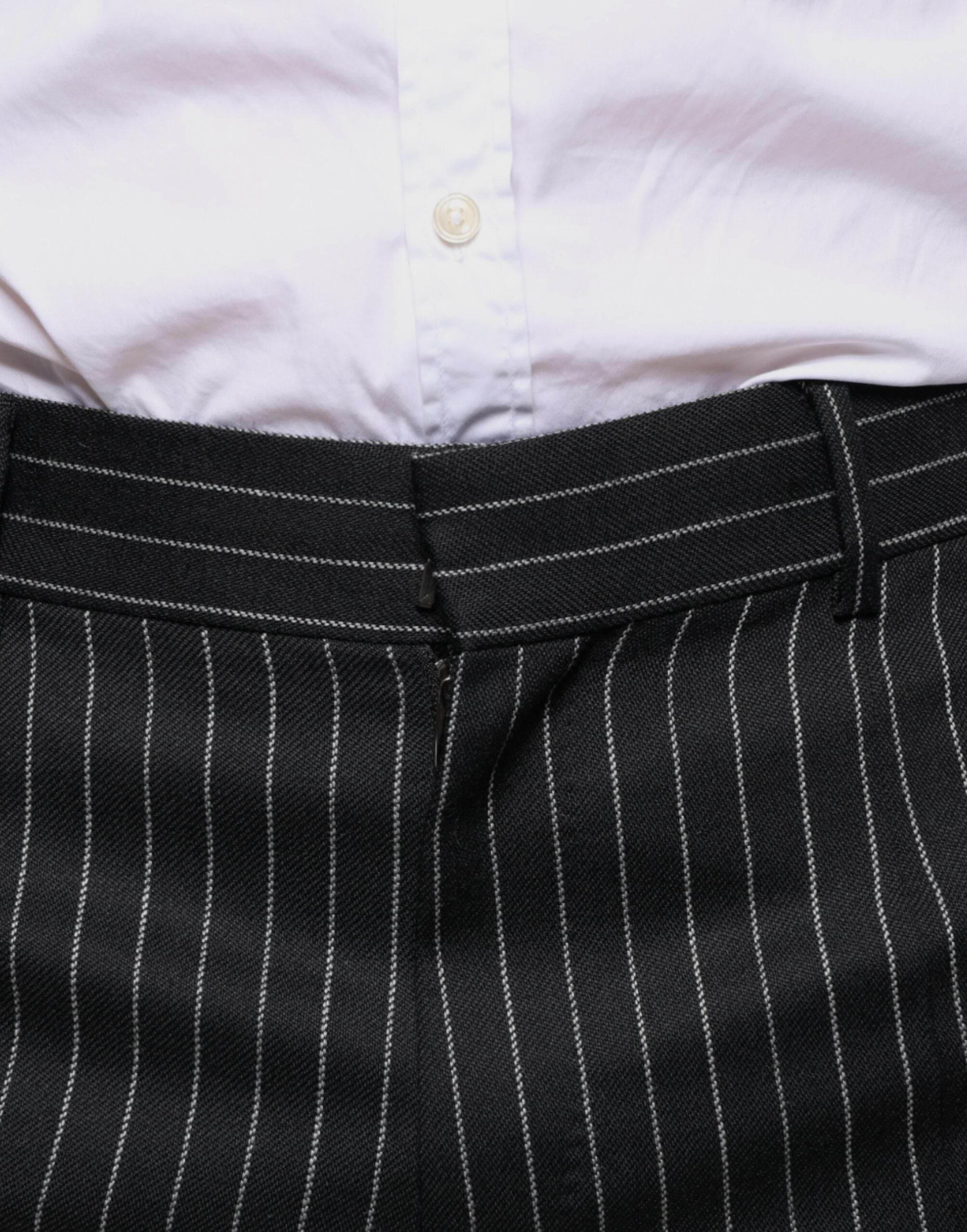 Dolce & Gabbana Black Stripes Skinny Men Dress Pants - Hilstor