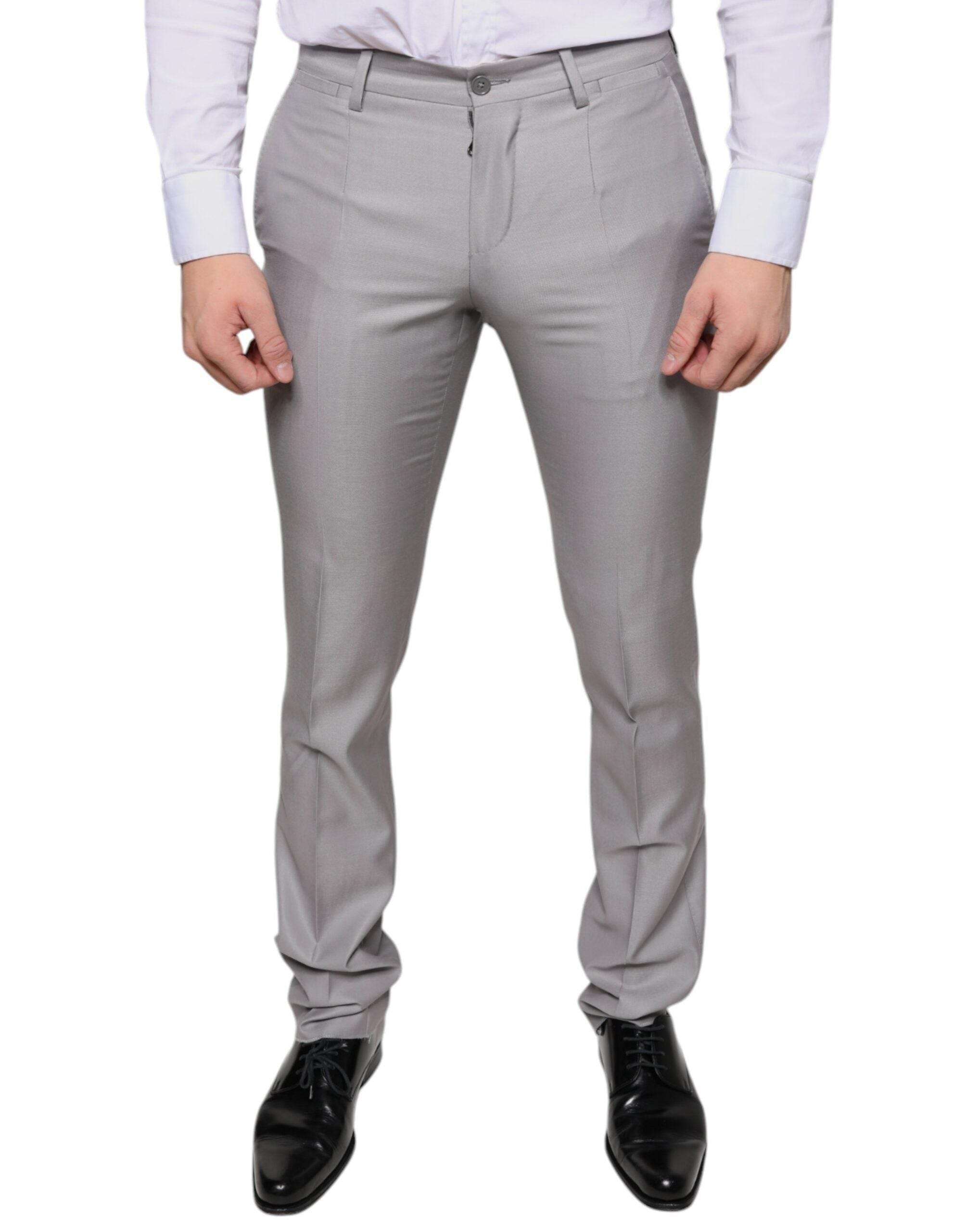 Dolce & Gabbana Light Gray Wool Dress Pants - Hilstor